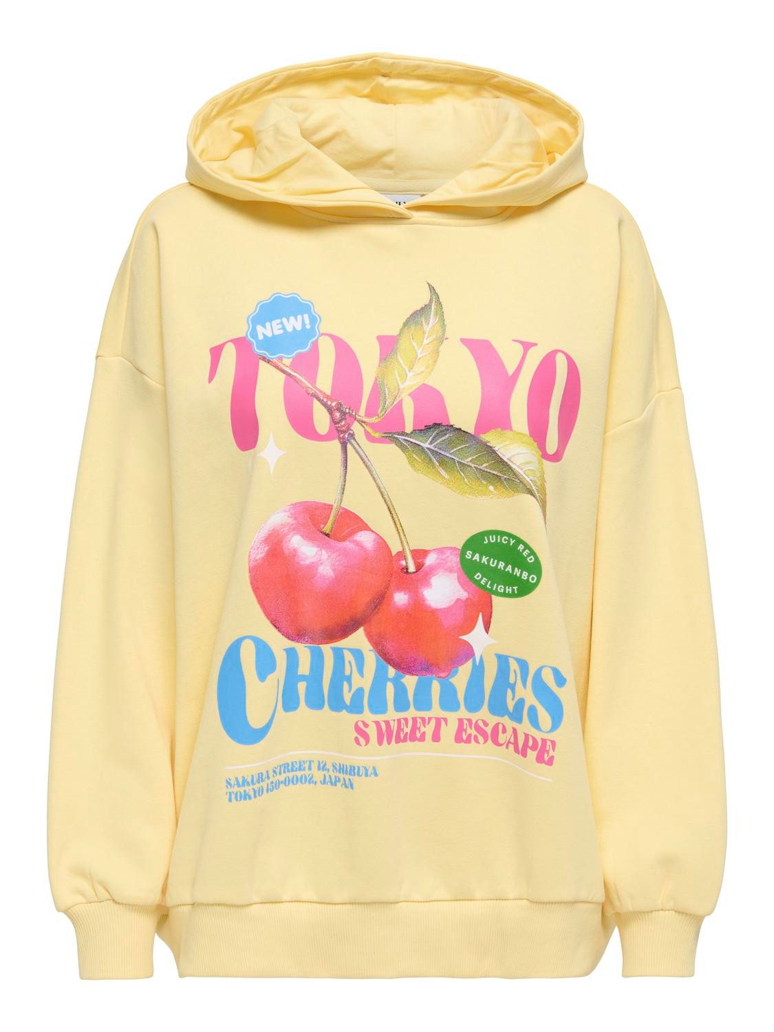 ONLY Sweatshirt ONLELO L/S PRINT HOOD BOX SWT Baumwollmischung, regular fit