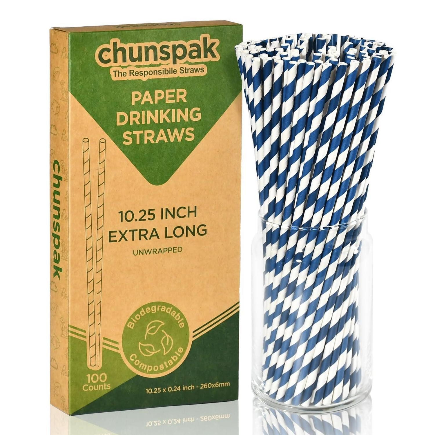 LuxusKollektion Bastel-Strohhalme Papiertrinkhalme Extra Lang Marineblau 100Stück, (100-tlg)