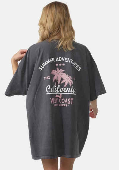 Worldclassca T-Shirt Worldclassca Oversized California Print T-Shirt lang Sommer Oberteil