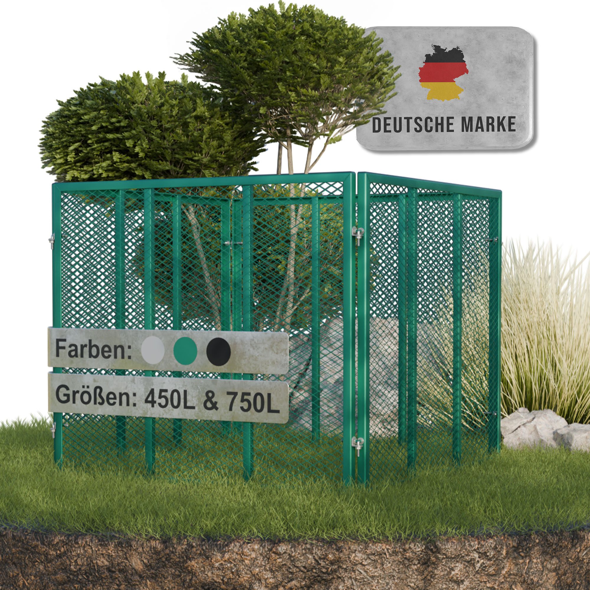 Heimfleiss® Komposter Metall Komposter 450L/750L – verzinkt & pulverbeschichtet, BxTxH: 80x80x70 cm, 450 l, Robuster Gartenkomposter mit Stecksystem für nachhaltige Kompostierung