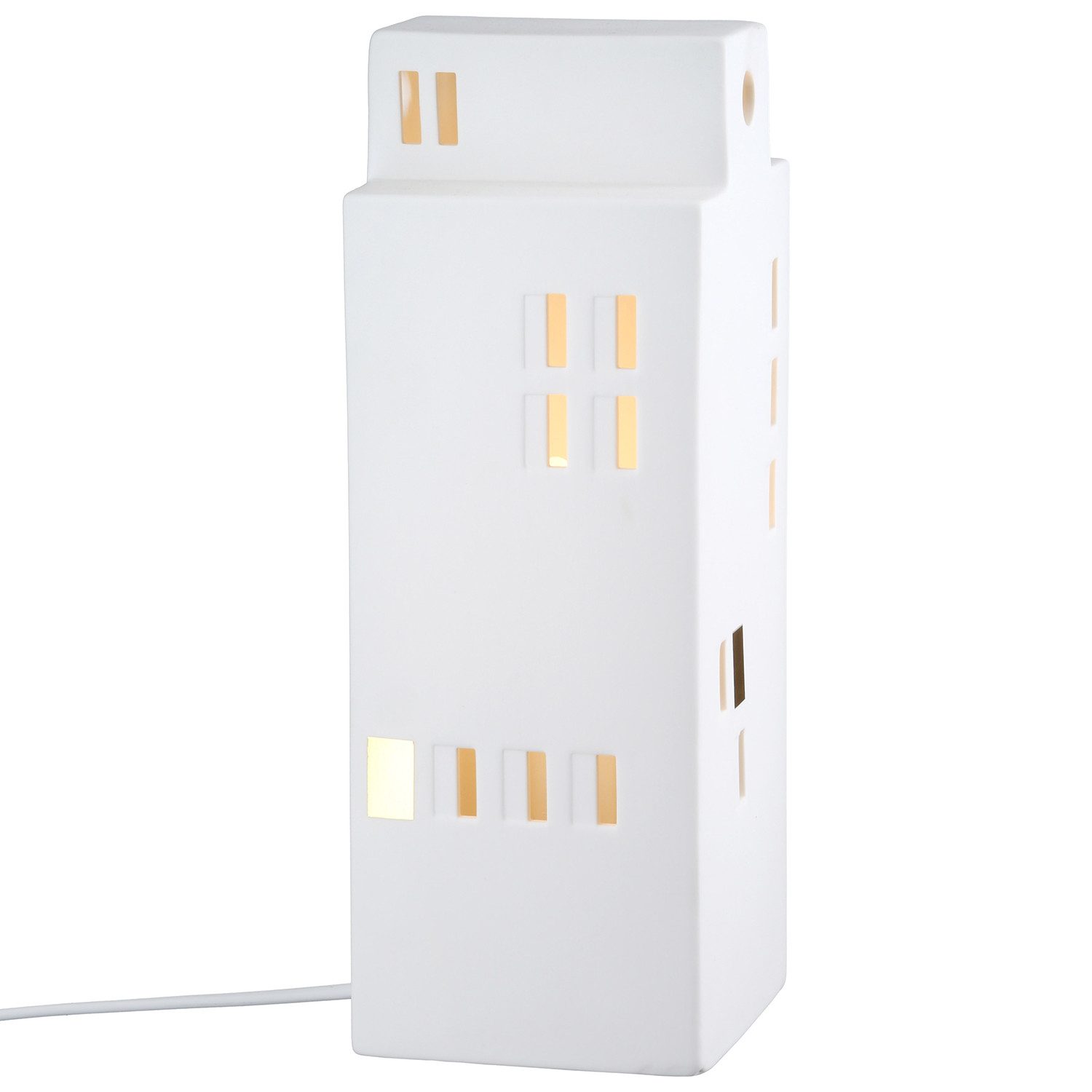 GILDE Tischleuchte CACCO Tischleuchte - weiß - Porzellan - Höhe 27cm x Breite 10cm - Deko, Tischlampe - Schreibtischlampe - Nachttischlampe