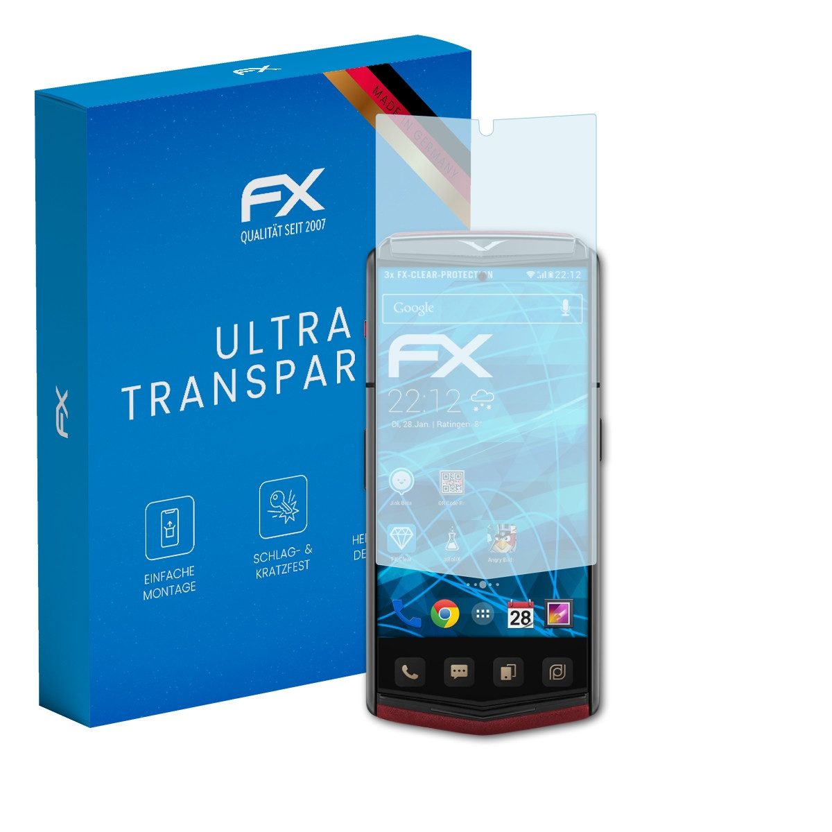 atFoliX Schutzfolie Displayschutz für Vertu Agent Q, (3 Folien), Ultraklar und hartbeschichtet