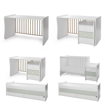 Lorelli Komplettbett Babybett Maxi Plus New, Schaukelfunktion Jugendbett Schrank Schreibtisch