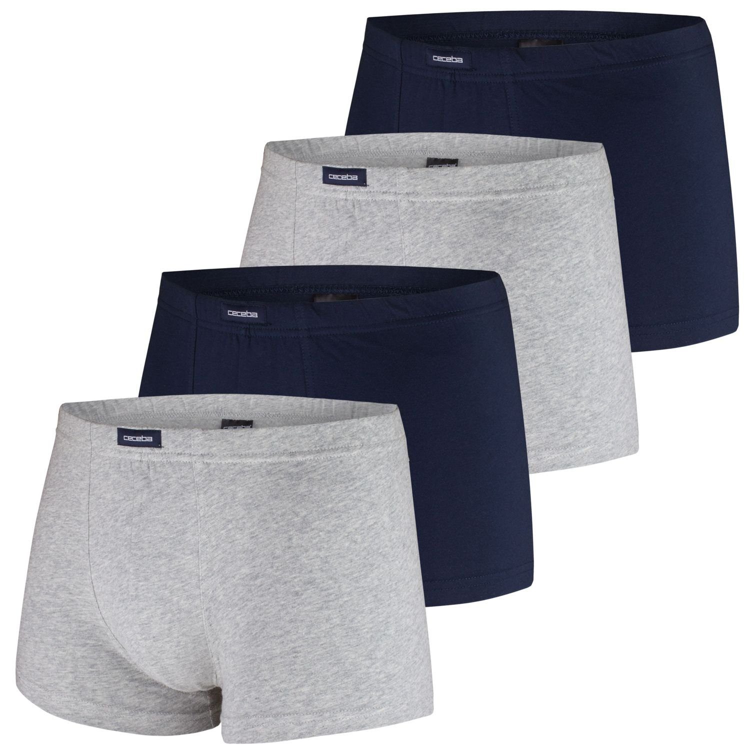 (4-St) Boxershorts im Übergrößen grau Pants CECEBA CECEBA auch / / Pack, in Herren navy melange 4er Boxershorts
