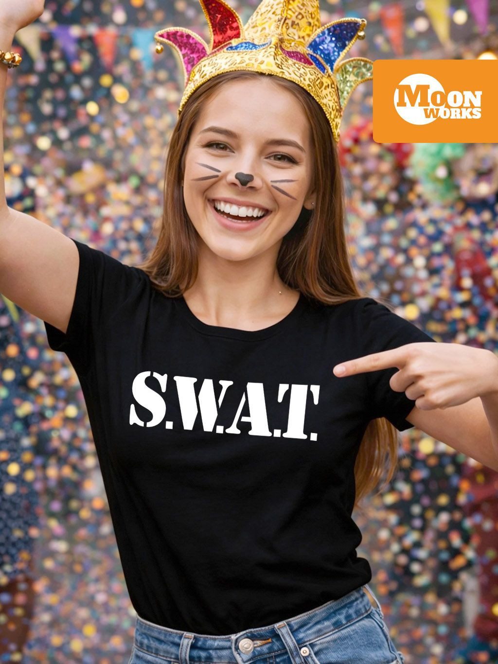 MoonWorks Print-Shirt Damen T-Shirt SWAT Shirt Faschings-Shirt Kostüm Verkl günstig online kaufen