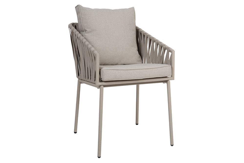 riess-ambiente Gartensessel ROPE greige - Metall, In- und Outdoor, inkl. Kissen, Bezug waschbar (Einzelartikel, 1-St), Moderner Gartenstuhl mit Armlehnen - ideal für Balkone und Terrassen