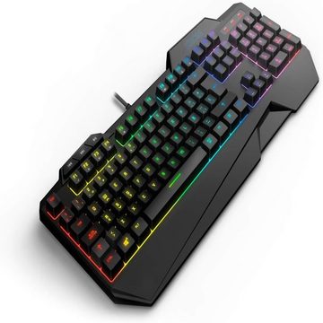 KROM KRUSHER -NXKROMKRSHRSP- Set mini mechanische Tastatur- und Maus-Set, RGB-LED-Beleuchtung maus Optischer Sensor mit echten 6.400 DPI LED