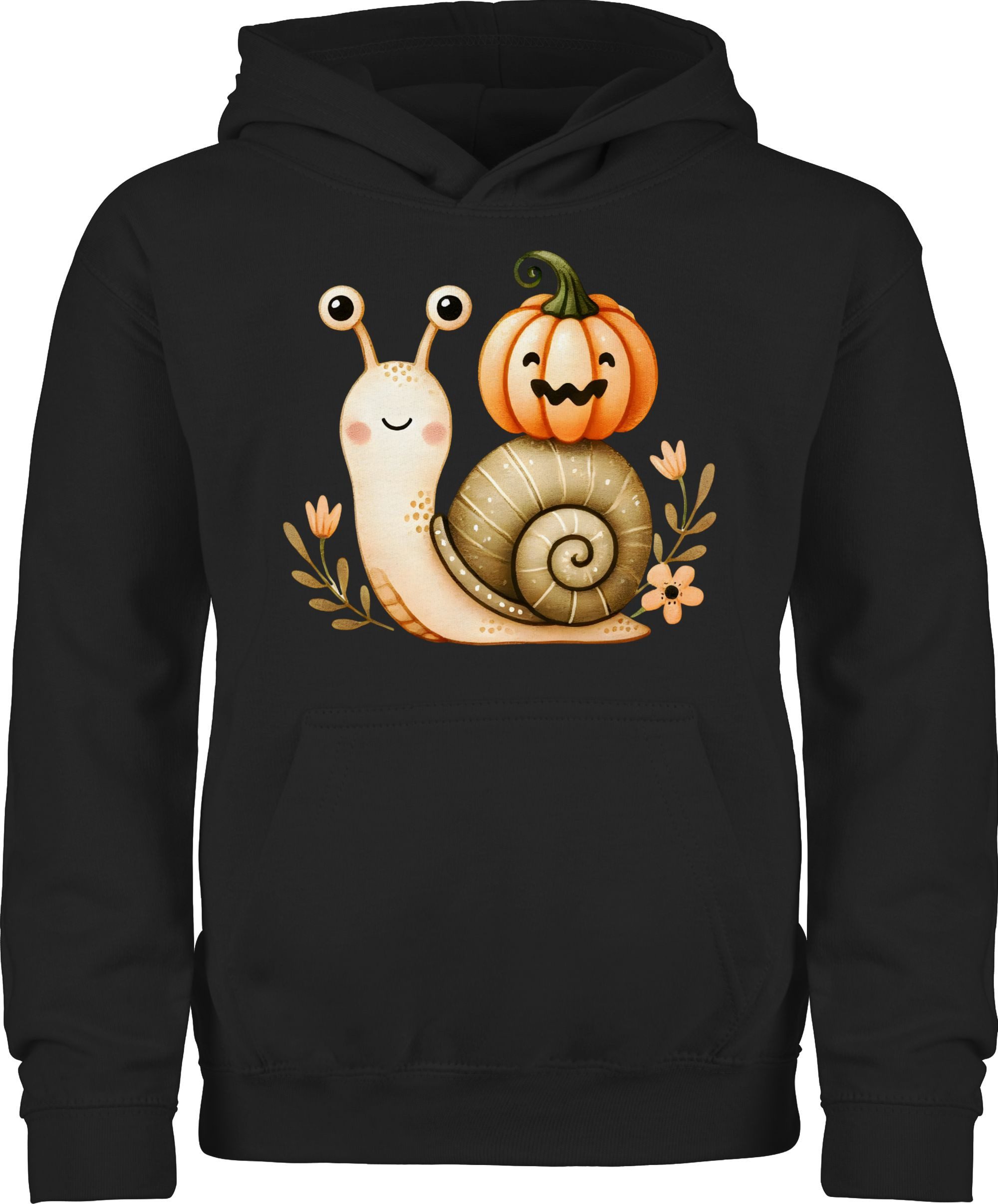 Shirtracer Hoodie Süße Schnecke mit Kürbis, Herbstliches Baby und Kinder Motiv, Niedli Halloween Kostüme für Kinder
