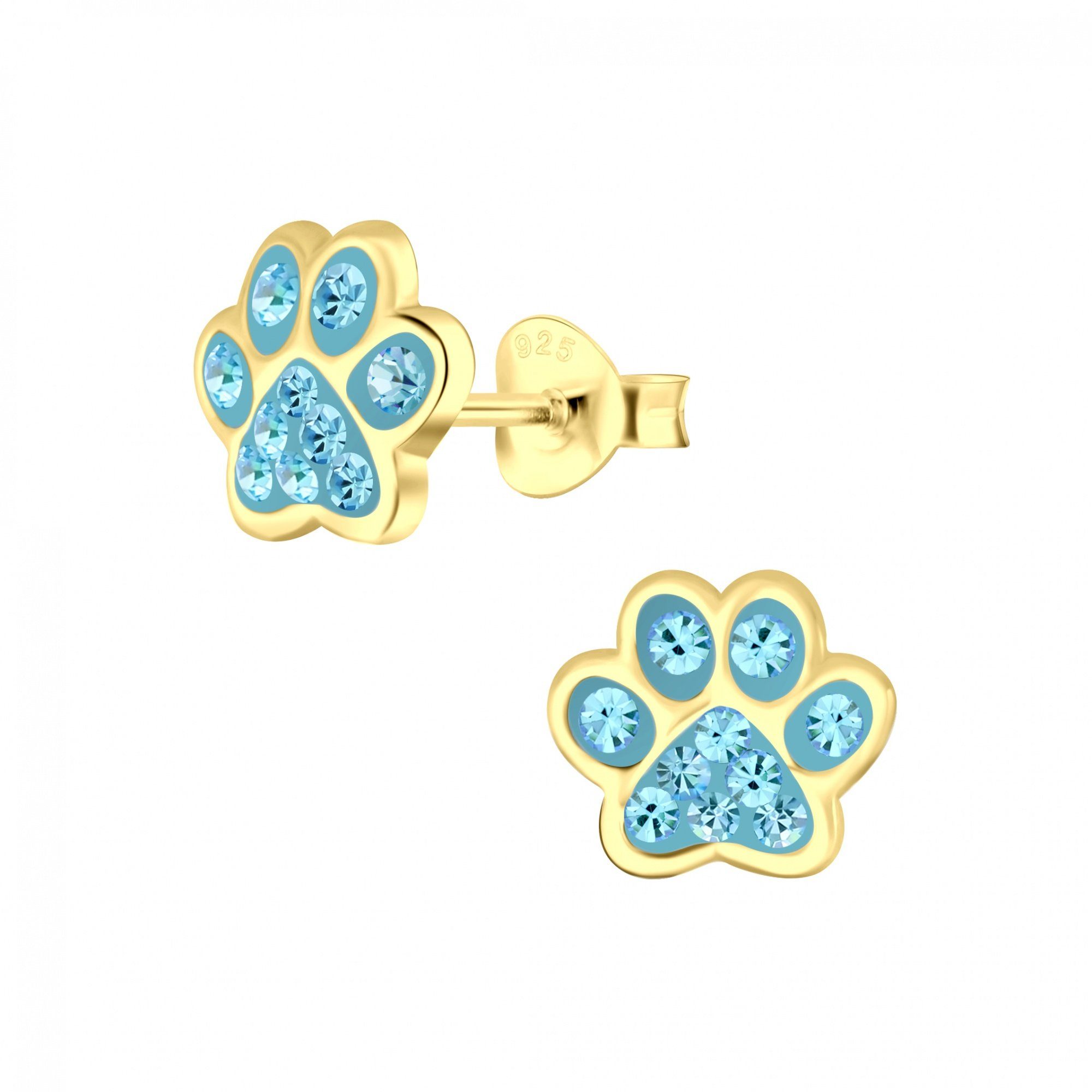 ALEXANDER YORK Paar Ohrstecker Pfote in Gold aqua bohemica, 2-tlg. (Ohrstecker)