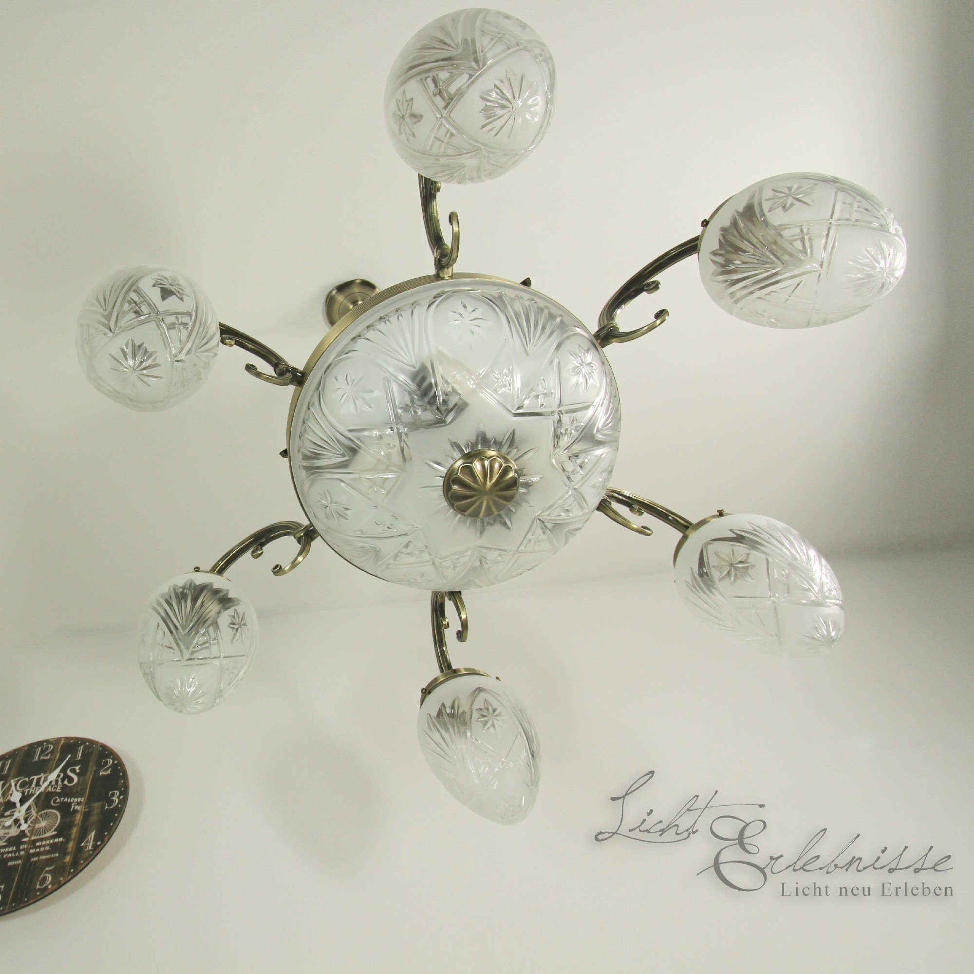 Glas Licht-Erlebnisse Hängeleuchte Ø in ohne Leuchtmittel, 70 cm Bronze Jugendstil Esszimmer ANNABELLA, Pendelleuchte Metall E27