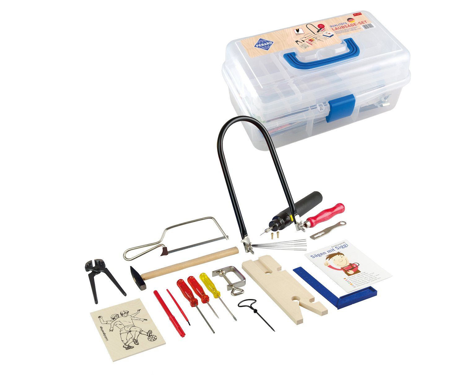Pebaro Kinder-Werkzeug-Set Laubsäge-Set mit Stahlwerkzeugen und Bohrmaschine, 641S