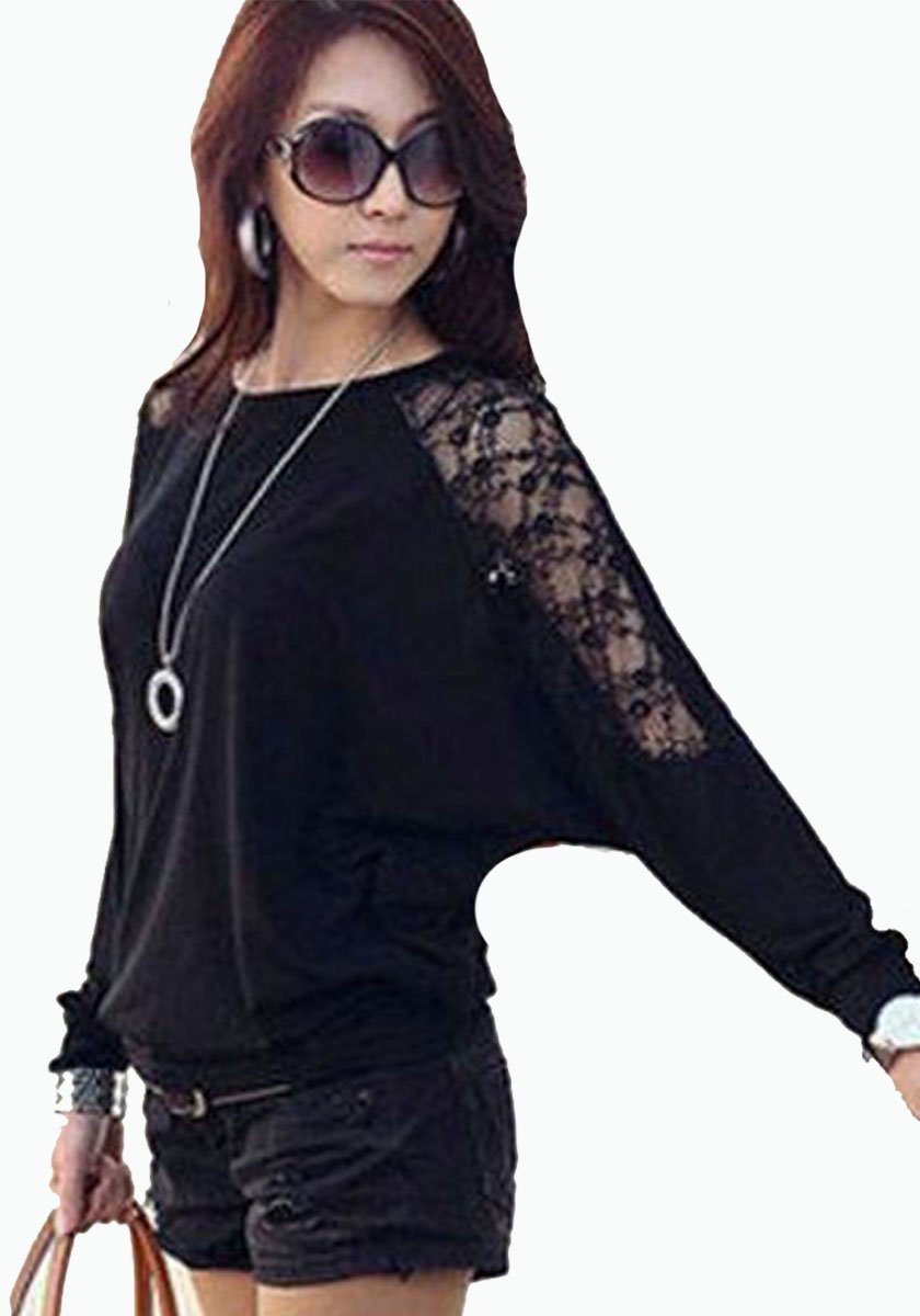 Fledermauspullover Spitzenshirt Spitze Spitzen T-Shirt Bluse Shirt M.9009