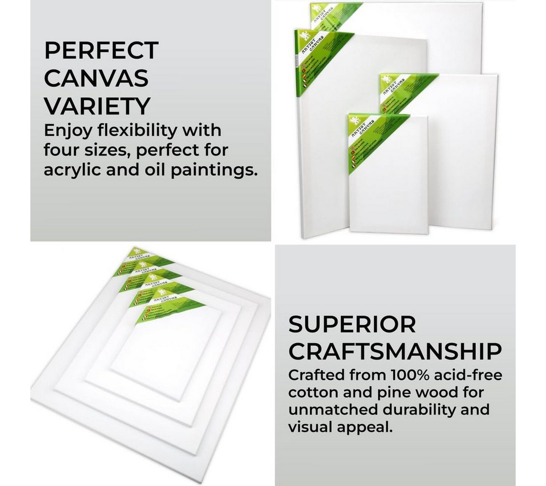 Thumbnail - H&S Leinwand Cotton Canvases: 20x30cm to 50x60cm, Pine Wood Frames