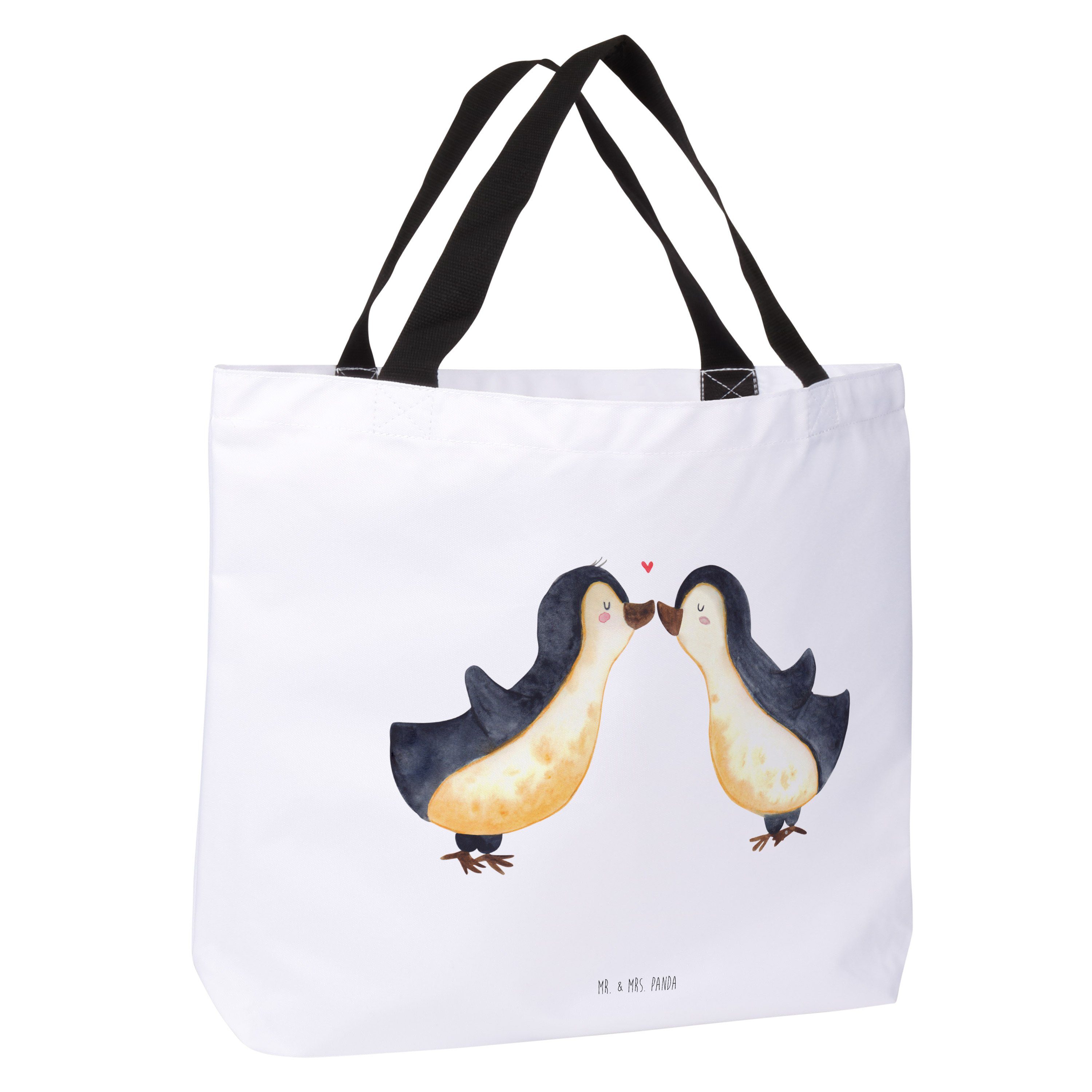 Mr. Panda Mrs. Pinguin (1-tlg) Shopper Liebe Liebe, Alltagstasche, - & Geschenk, große - Weiß Ehemann,