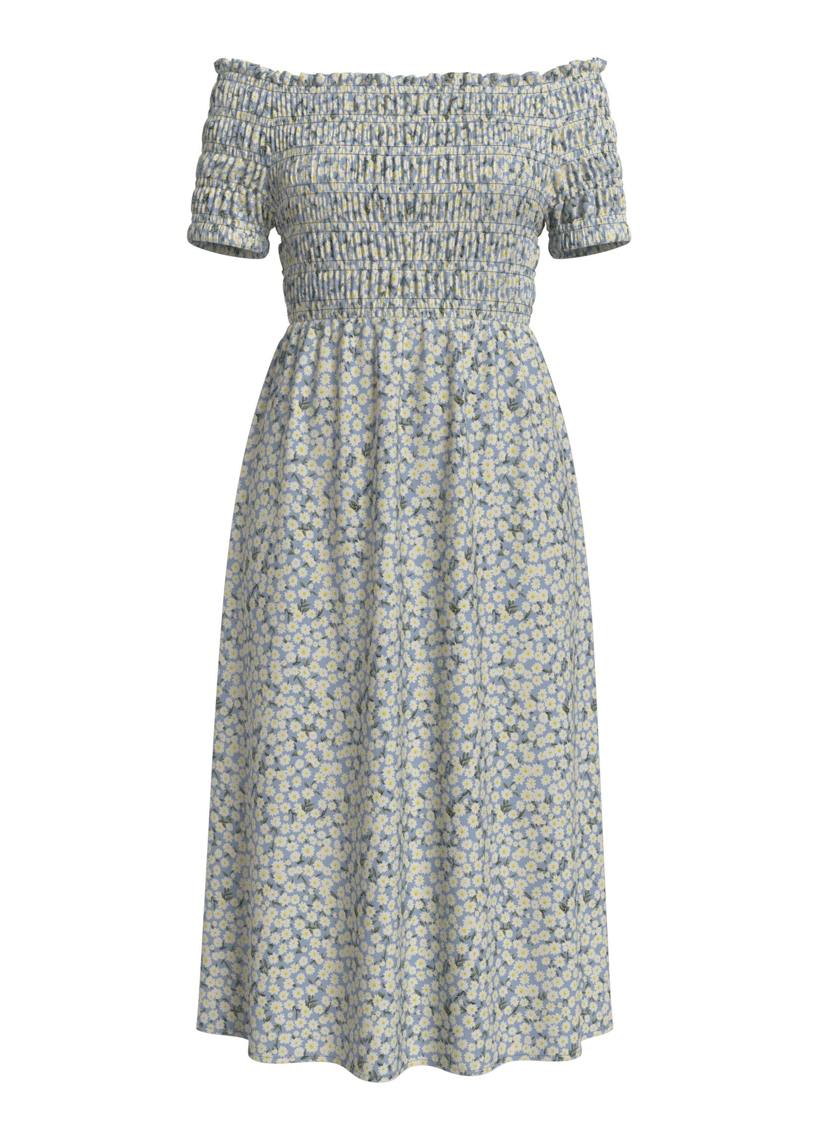 Vila Shirtkleid Blumenmuster, elastische Taille, Off-Shoulder günstig online kaufen