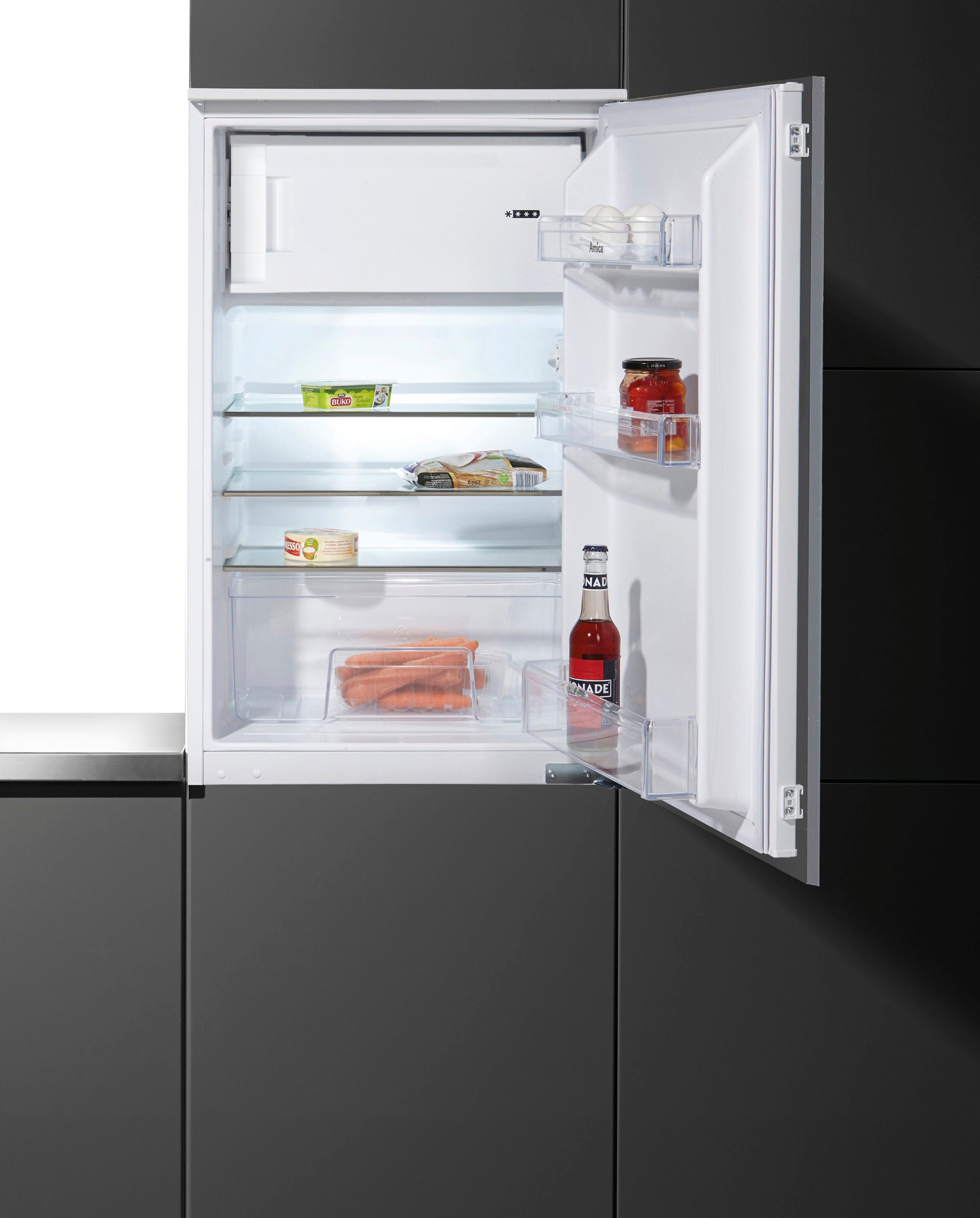 Amica Einbaukühlschrank EKS 16171, 87,5 cm hoch, 54 cm breit, Sicherheitsglas