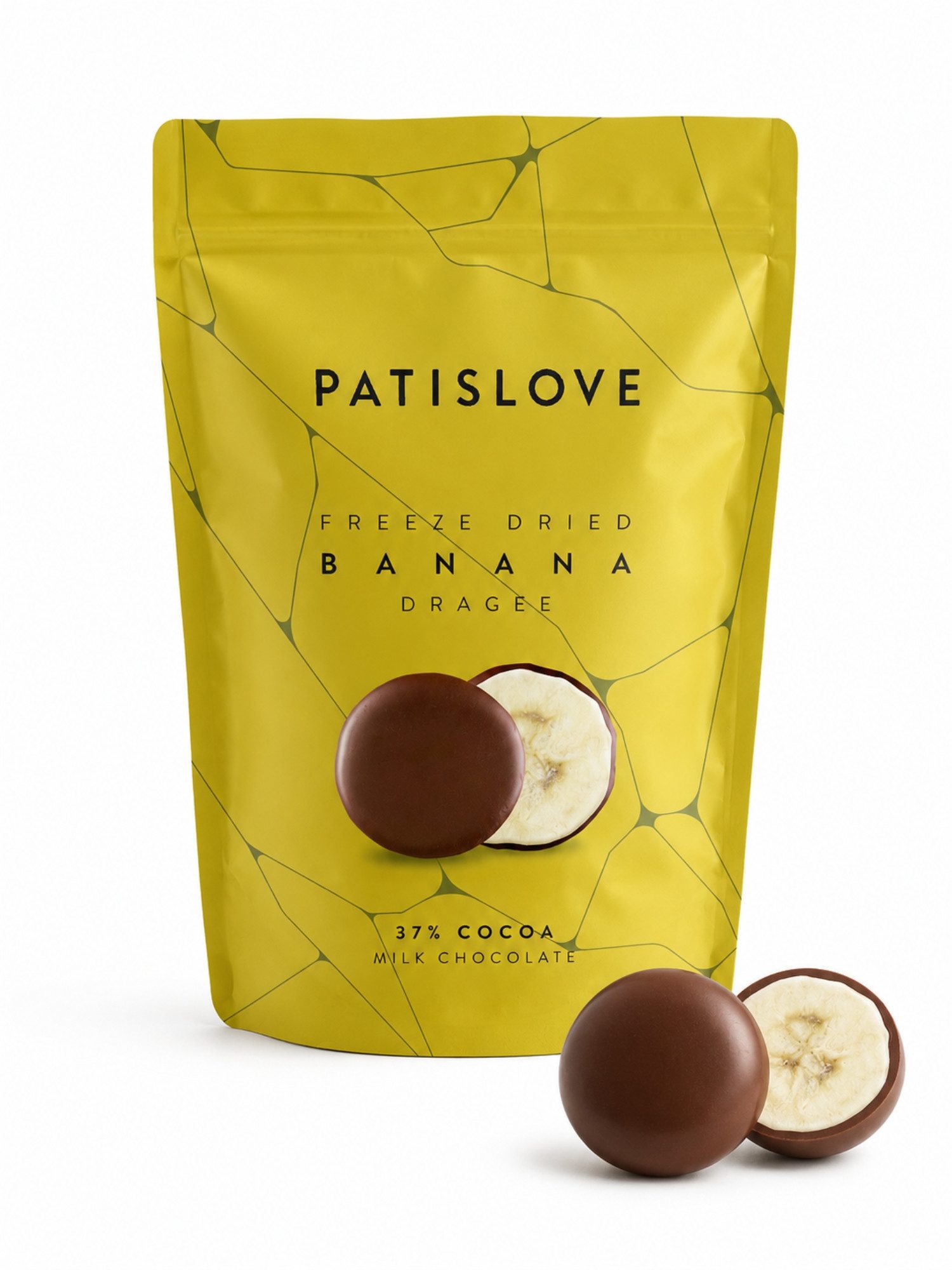 PATISLOVE Schokolade Patislove Gefriergetrocknete Bananen in Vollmilchschokolade, 80g, Ohne künstliche Farbstoffe, 100% echte Frucht.