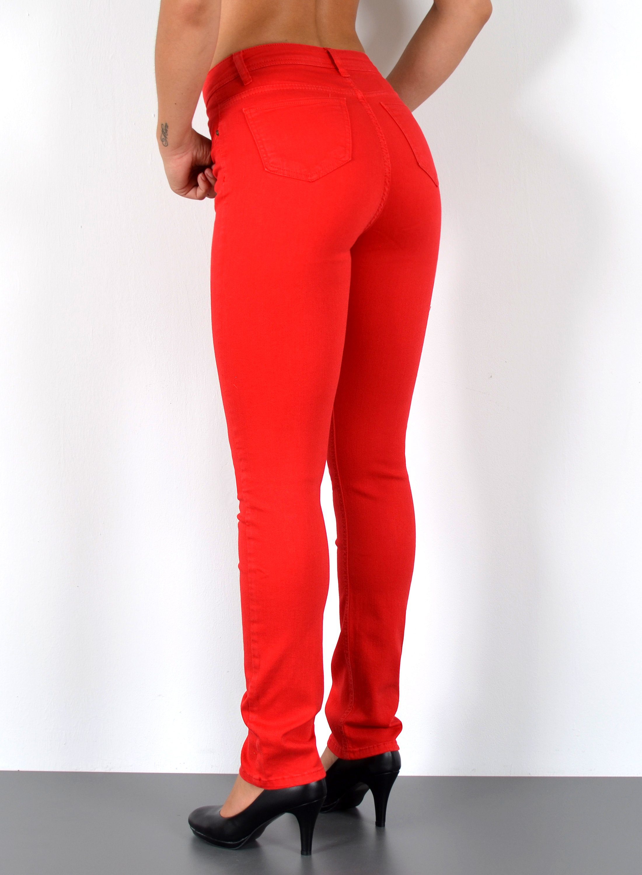 ESRA Straight-Jeans Stretch Jeans Straight Fit Damen Regular Hose High Waist Jeans G13 Straight Leg Damen Jeanshosen High Waist Gerade Schnitt Jeans Regular