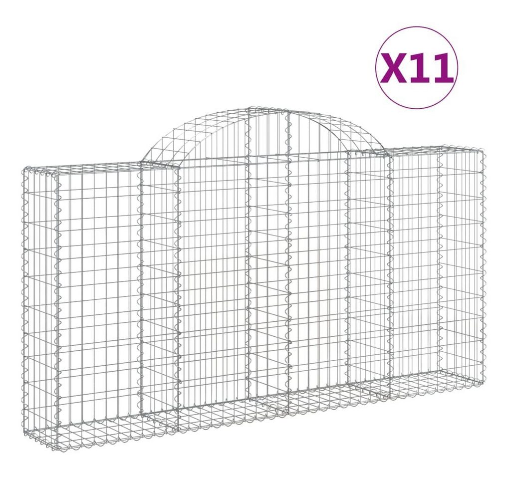 Thumbnail - vidaXL Blumentopf Gabionen mit Hochbogen 11Stk. 200x30x100/120cm Verzinktes Eisen (11 St)