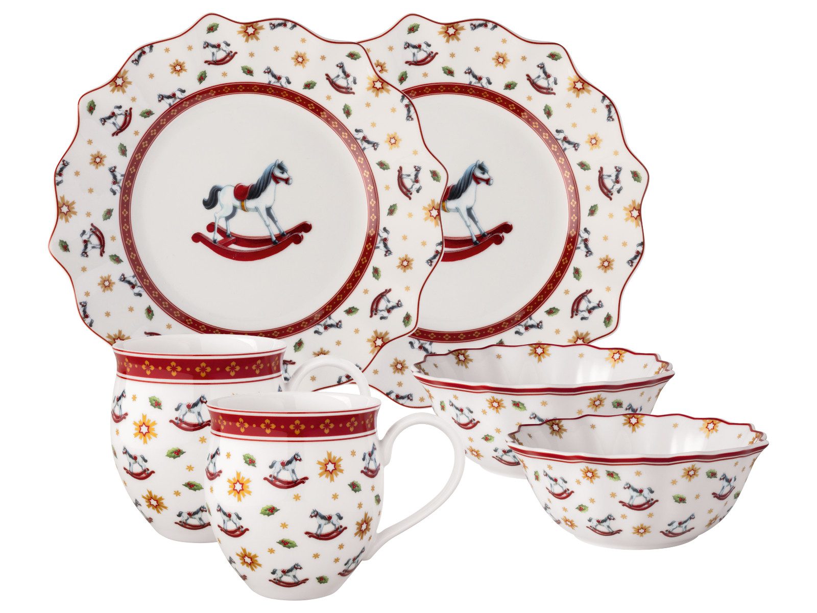 Villeroy & Boch Geschirr-Set Toy's Delight Frühstücks-Set für 2 Schaukelpferd 6tlg, Premium Porcelain