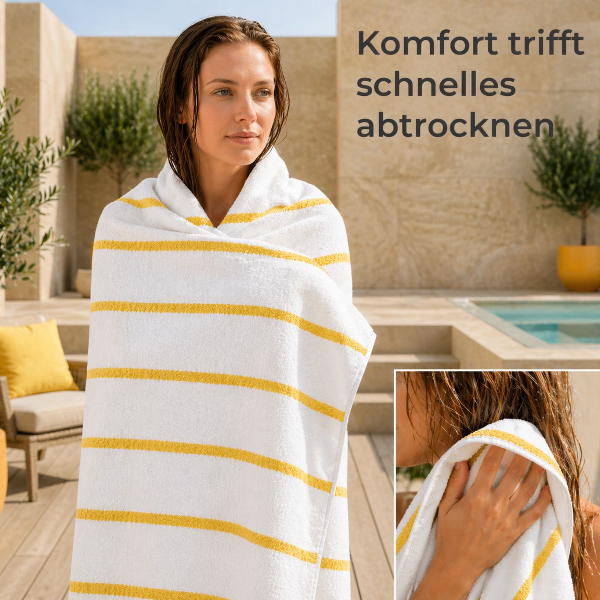 Komfortec Strandtuch 100x180 cm aus Baumwolle, Unifarben (1-St) – Bild 5 von 5