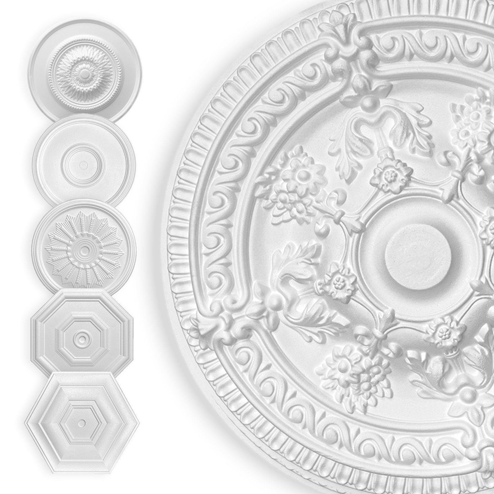 Hexim Wanddekoobjekt Chrysanthem 70cm (HEXIM Stuckrosette aus EPS Styropor günstig online kaufen