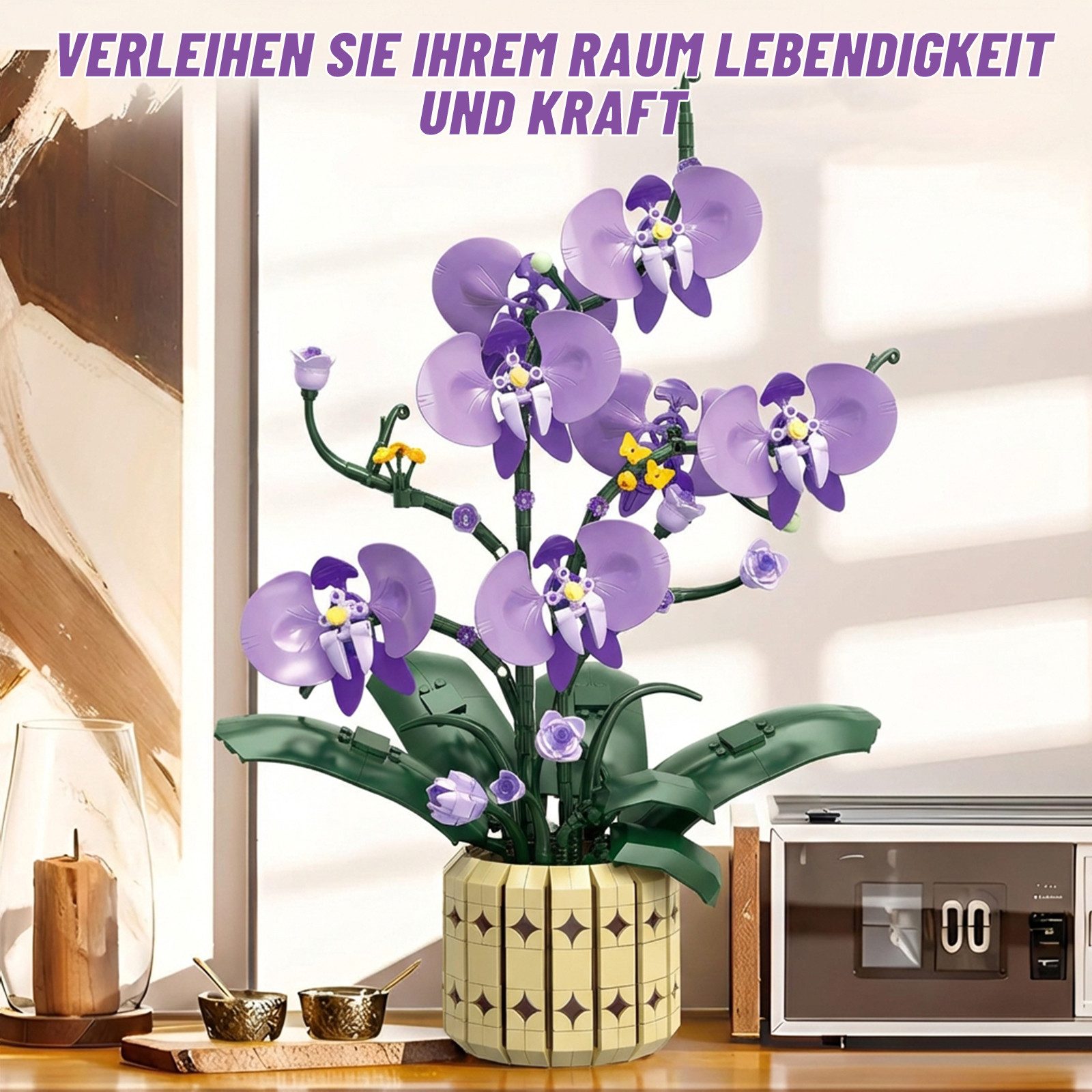 Bundviel Künstliche Blumen Bau-Set Blumentopf-Set Spielzeug Flowers Bausteinen Spielbausteine, (Set, 832 St) – Bild 3 von 5