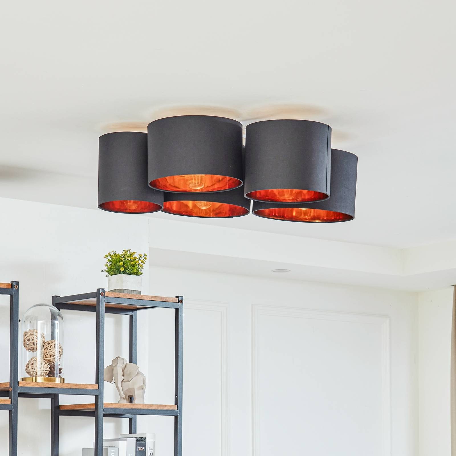 Lindby Deckenleuchten Laurenz, Schwarz IP20, 5 x 15 W LED