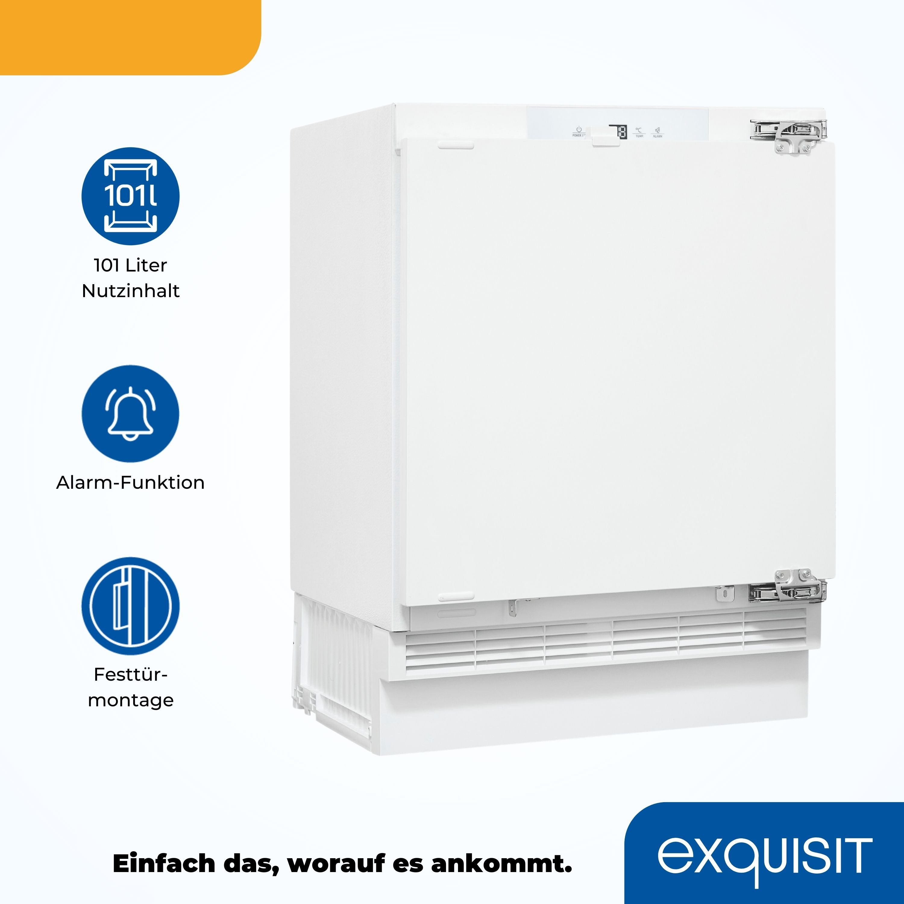 exquisit Gefrierschrank UGS105-FE-010E, 82,3 cm hoch, 59,5 cm breit, Ideal zum Unterbauen in die Küchenzeile für kleine Küchen, Büroküchen – Bild 4 von 5