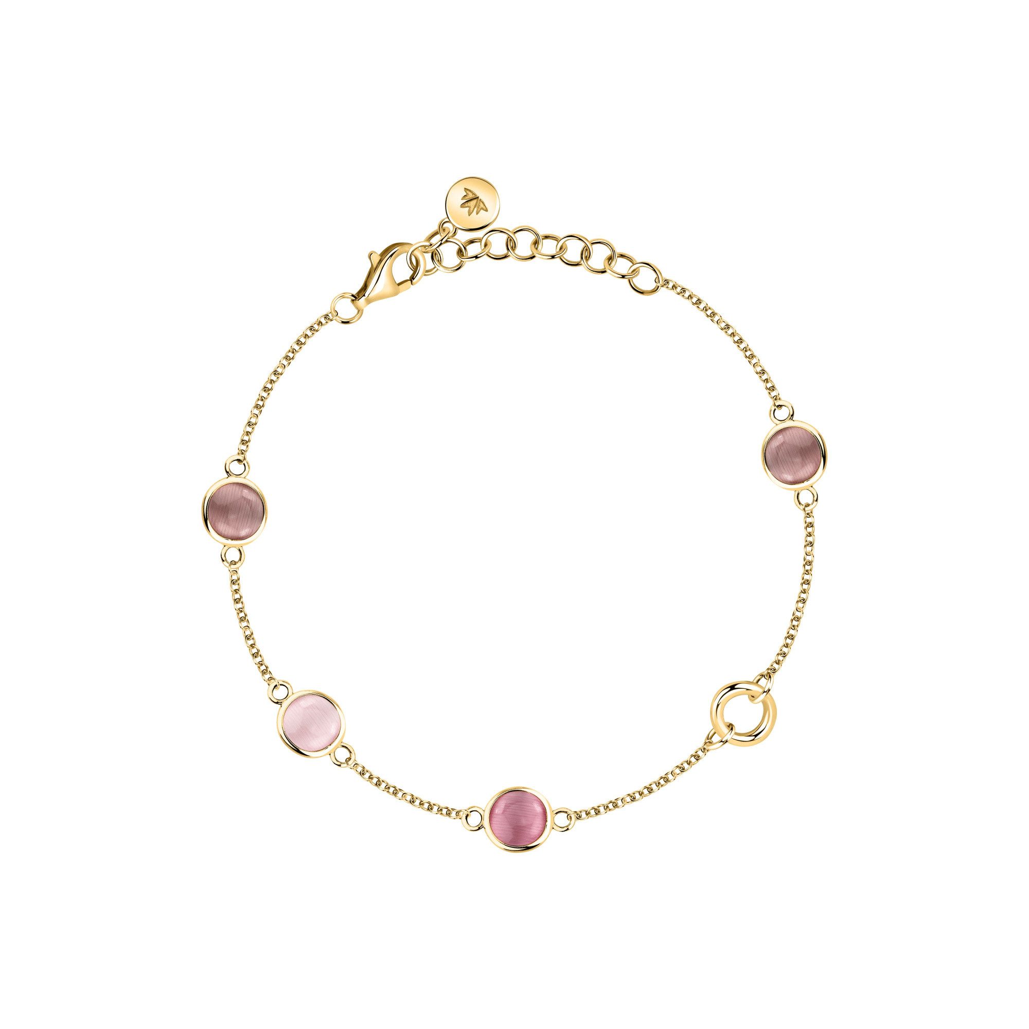 MORELLATO Armband Venezia SAZM17 vergoldet 925 Silber pinke Katzenaugensteine 19 cm