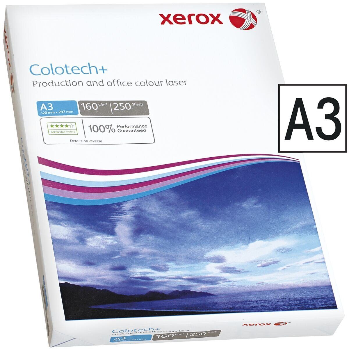 Xerox Farblaser-Druckerpapier Colotech+, Format DIN A3, 160 g/m², 164 CIE, 250 Blatt