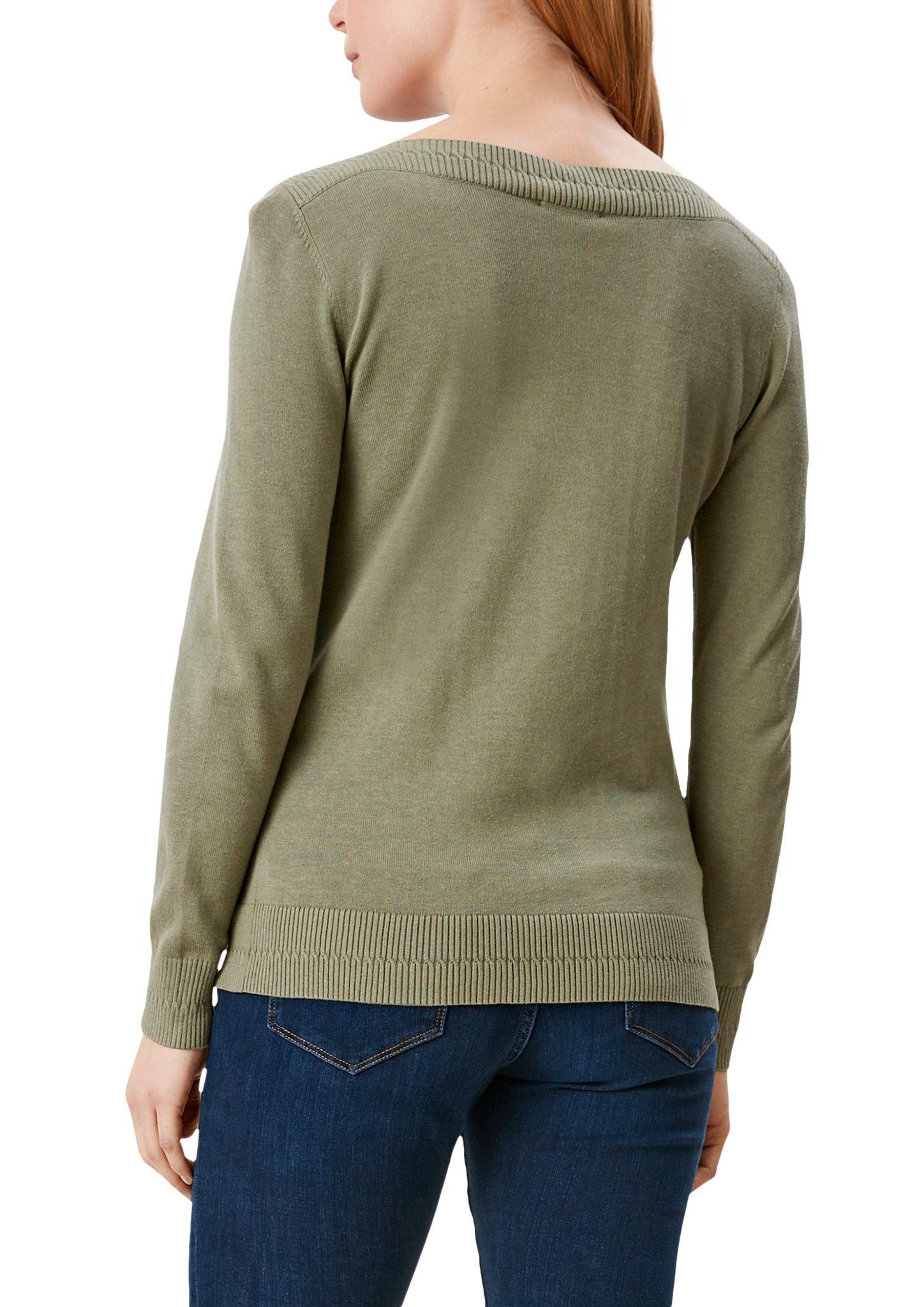 Strickpullover s.Oliver khaki U-Boot-Ausschnitt mit Pullover light