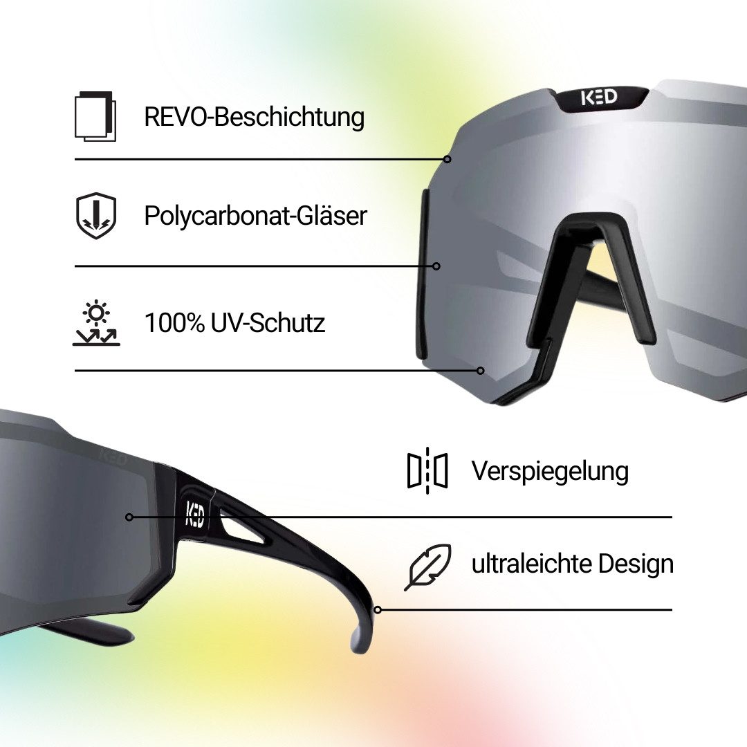 KED Fahrradbrille Ghost Kids Fahrradbrille, Ultraleicht, Stoßfeste Polycarbonat-Gläser, UV-Schutz, Alter 2-6 Jahre