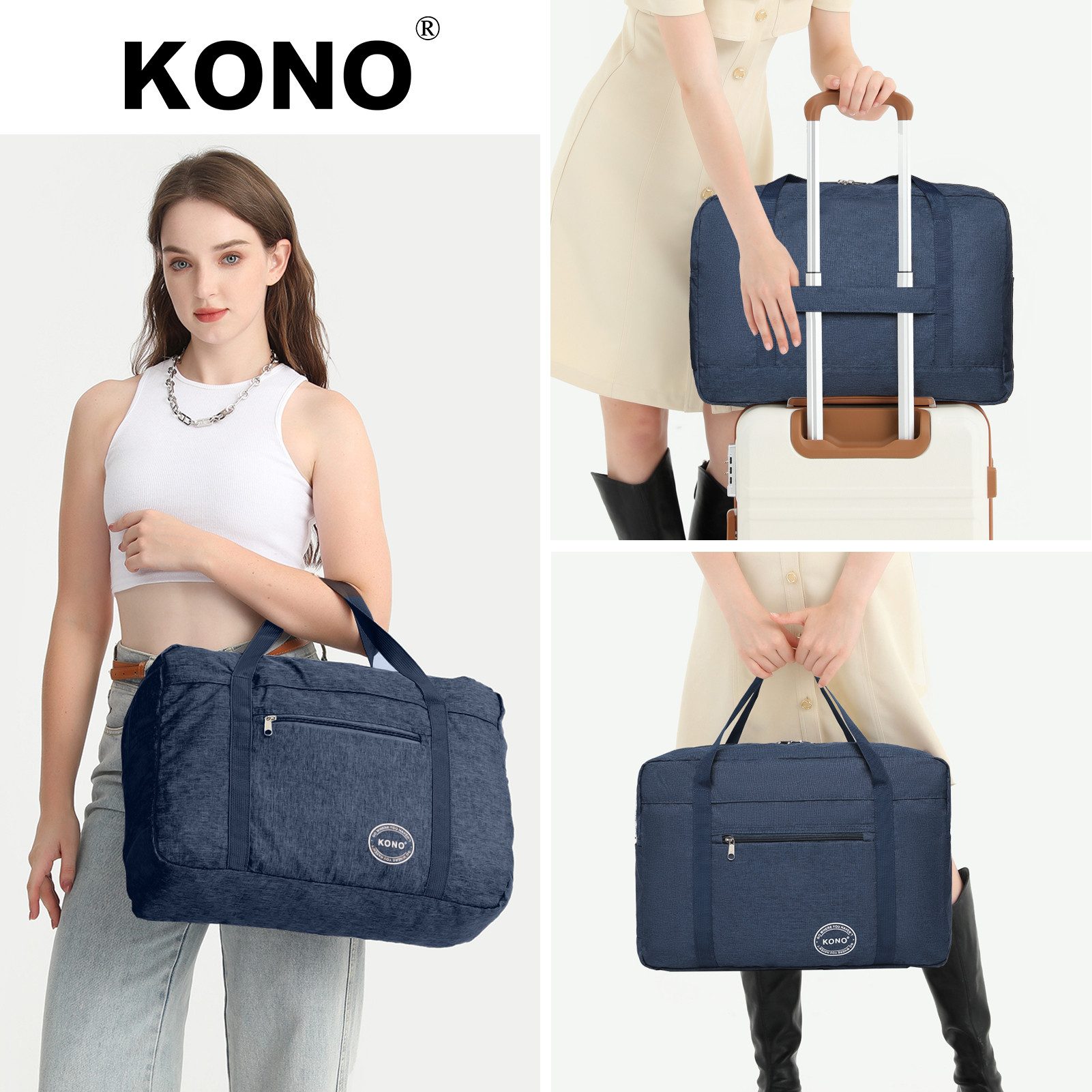KONO Reisetasche Faltbar Damen Handgepäck Tasche Wasserdicht