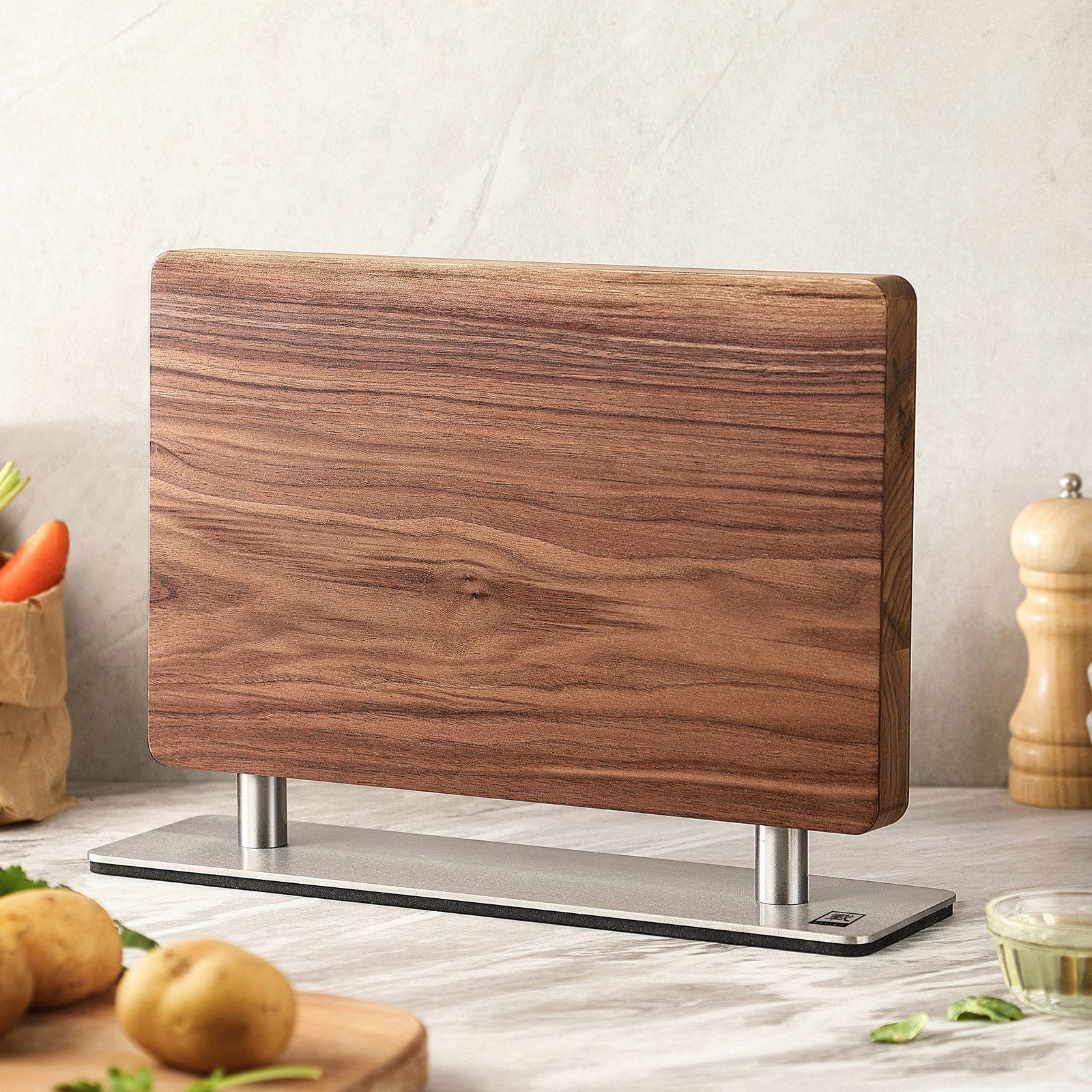 ZAYIKO Magnet-Messerblock doppelseitig, Premium Magnet-Messerhalter aus Walnussholz (1tlg)