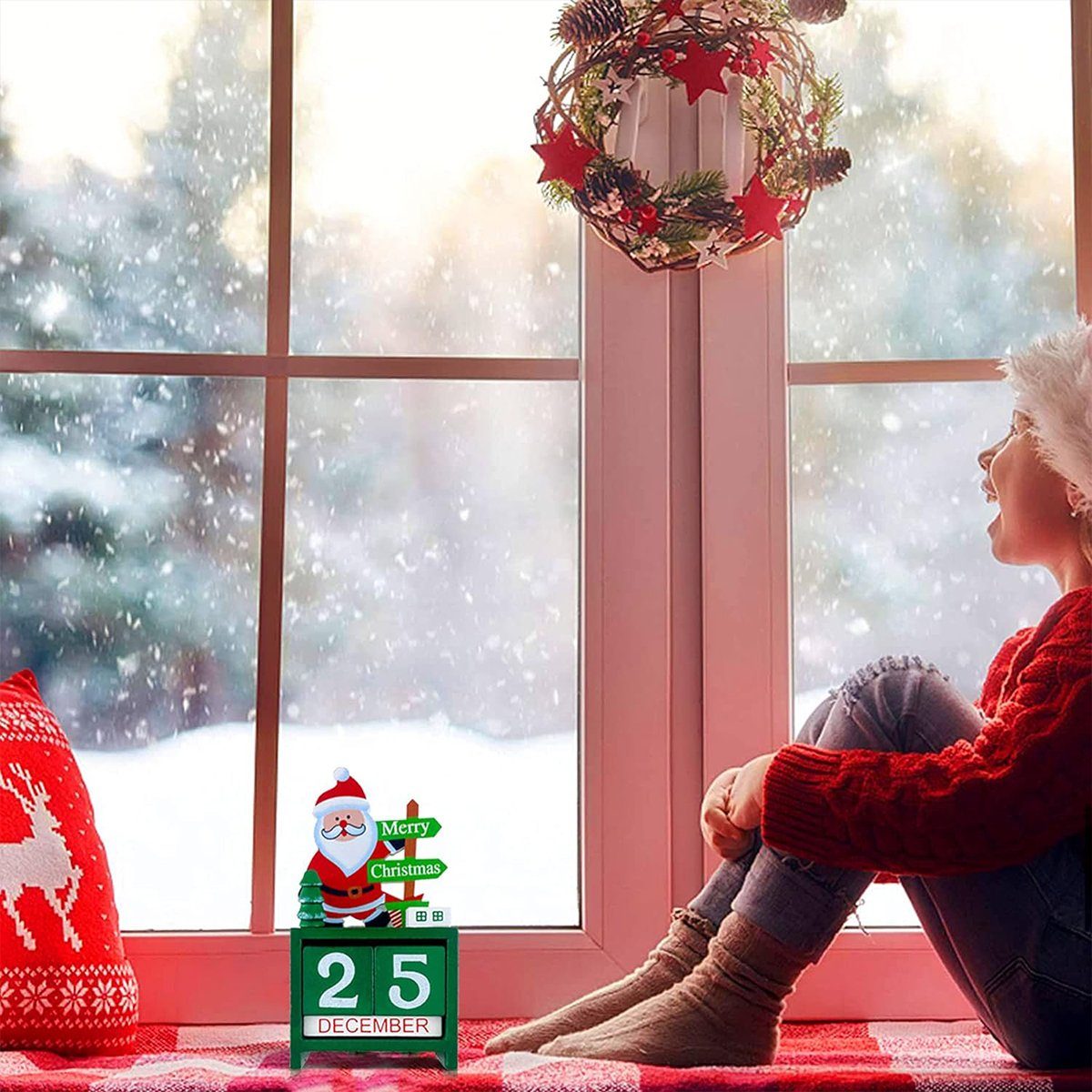 Countdown, Holz Weihnachts Weihnachtsmann Für Gelb Kalender Adventskalender Weihnachtskalender Adventskalender Weihnachten XDeer