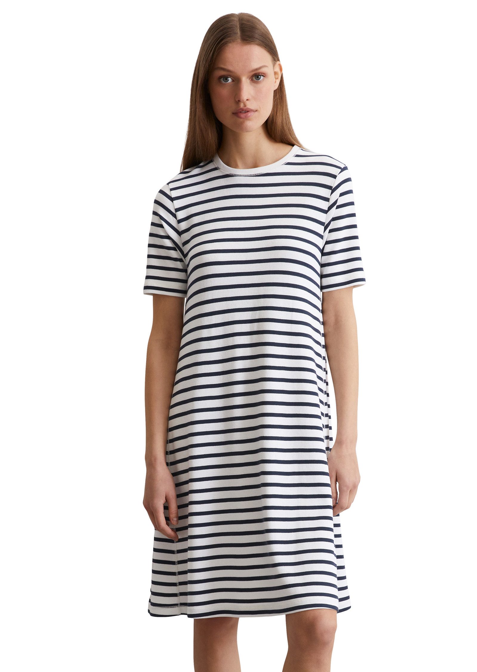 Marc O'Polo Jerseykleid geringelt, mit Struktur, ohne Verschluss günstig online kaufen