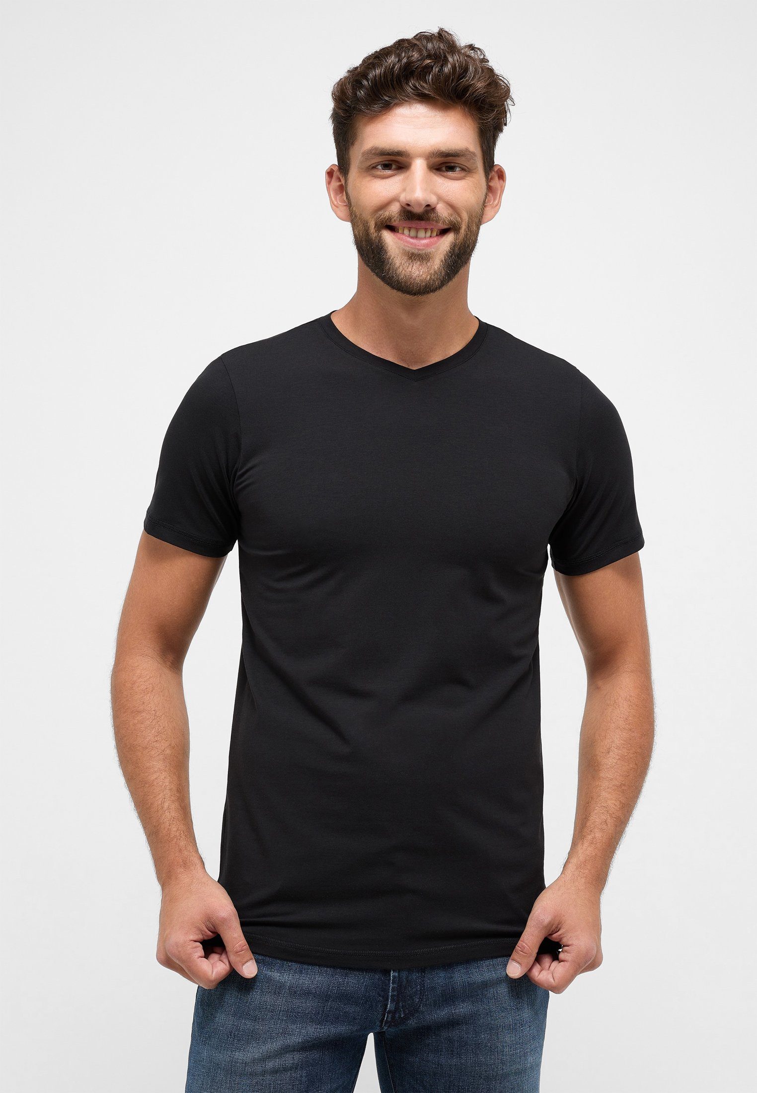 Eterna V-Shirt schwarz