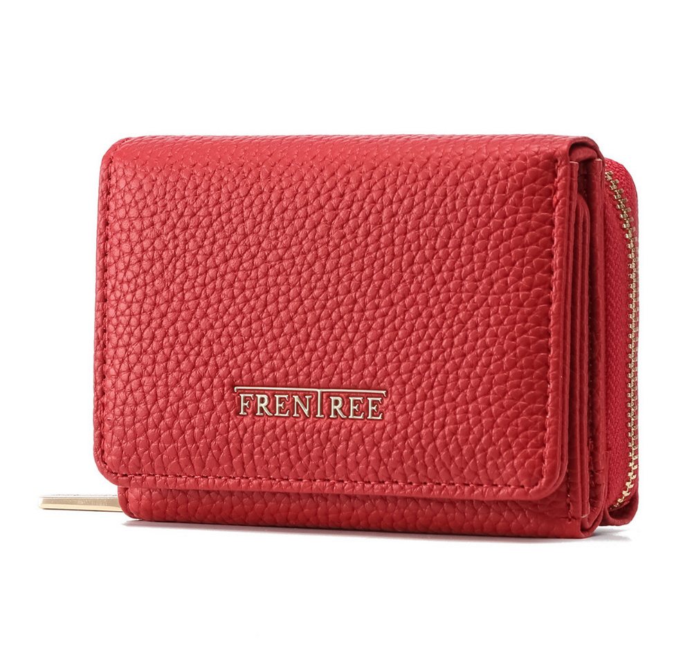 Frentree Geldbörse Damen klein Portemonnaie mit Reißverschluss RFID, 8 Karten, Scheinfach (Kompakte Brieftasche mit zwei separaten, großen Fächern für Dokumente), passt problemlos in Handtasche oder Hosentasche, elegant und praktisch