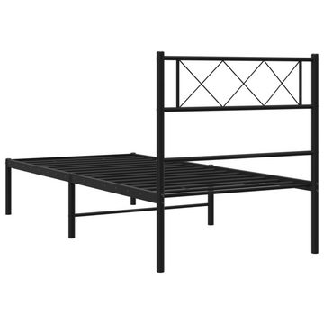 vidaXL Bett Bettgestell mit Kopfteil Metall Schwarz 75x190 cm