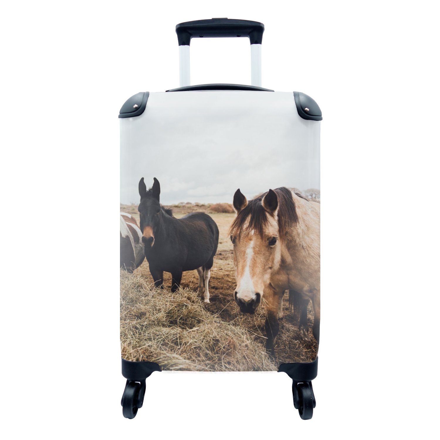 MuchoWow Handgepäckkoffer Tiere - Pferd, 4 Rollen, Reisetasche mit rollen, Handgepäck für Ferien, Trolley, Reisekoffer