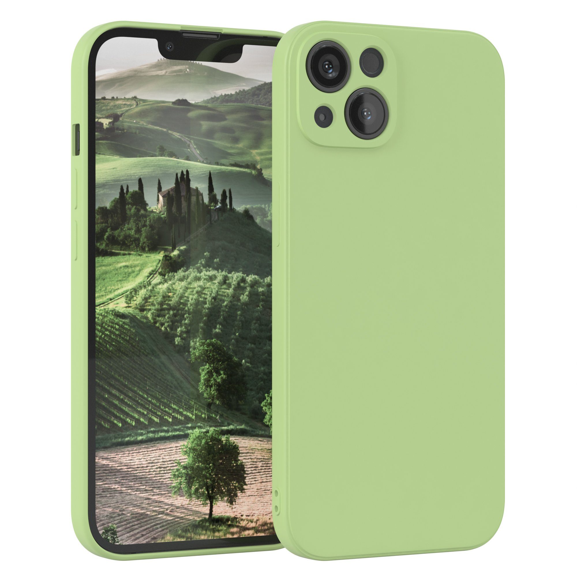EAZY CASE Handyhülle für Apple iPhone 13 Hülle Silikon 6,1 Zoll, Smart Slimcover Matt Silikon Schutzhülle mit Kameraschutz tpu Grün