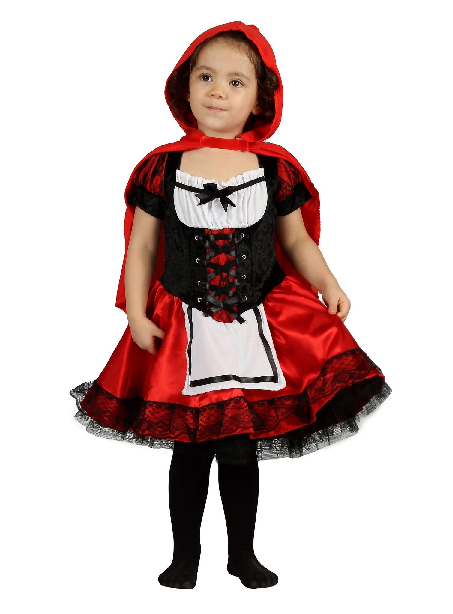 Metamorph Kostüm Süßes Rotkäppchen Kinderkostüm, Bezauberndes Märchenkleid mit abnehmbarem Kapuzencape
