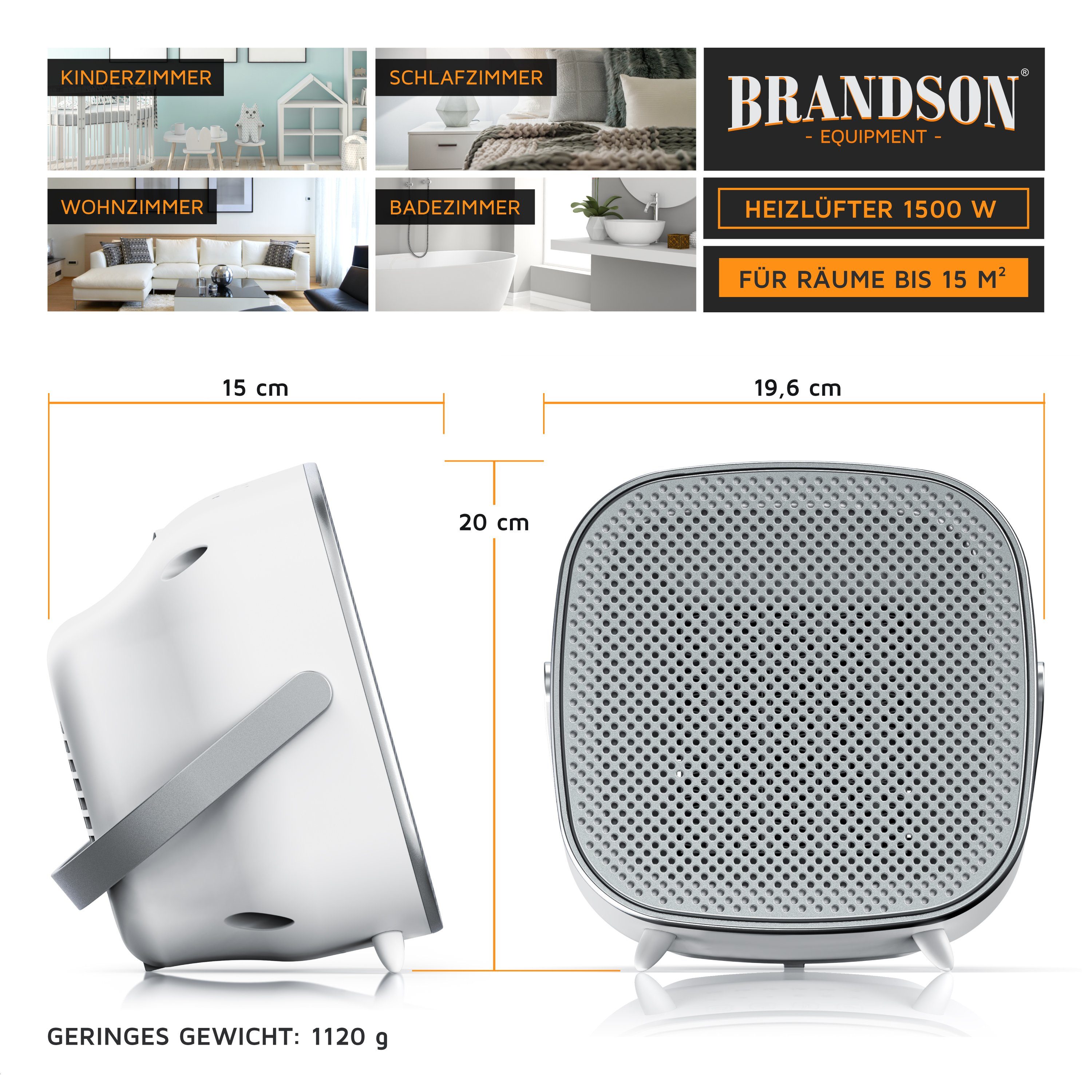 Brandson Keramikheizlüfter Badezimmer Schnellheizer mit Temperaturregelung, günstig online kaufen