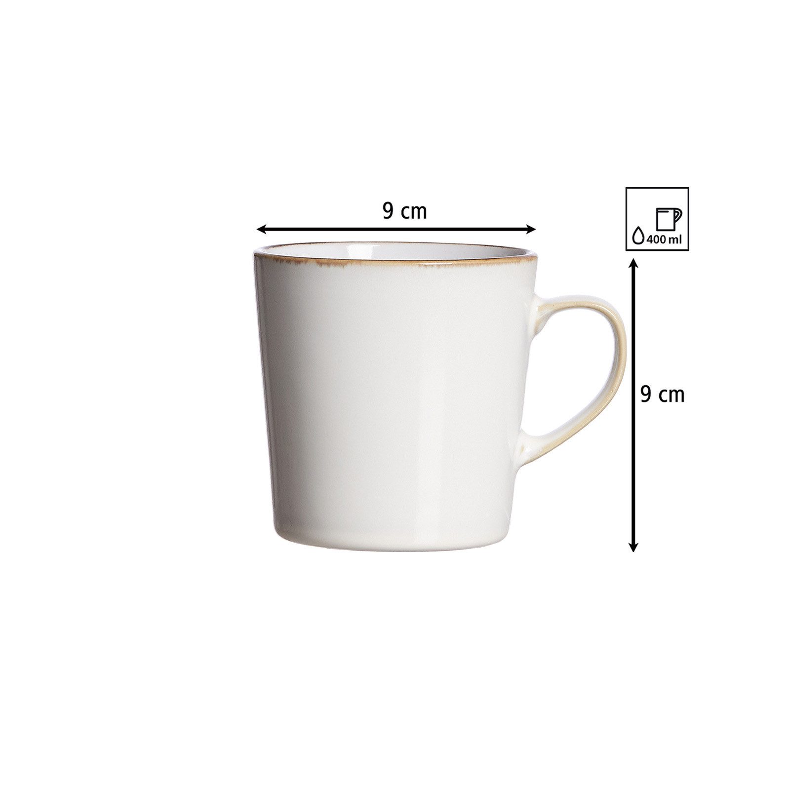 Ritzenhoff & Breker Becher Visby Becher 400 ml 6er Set, 6-tlg., Steingut
