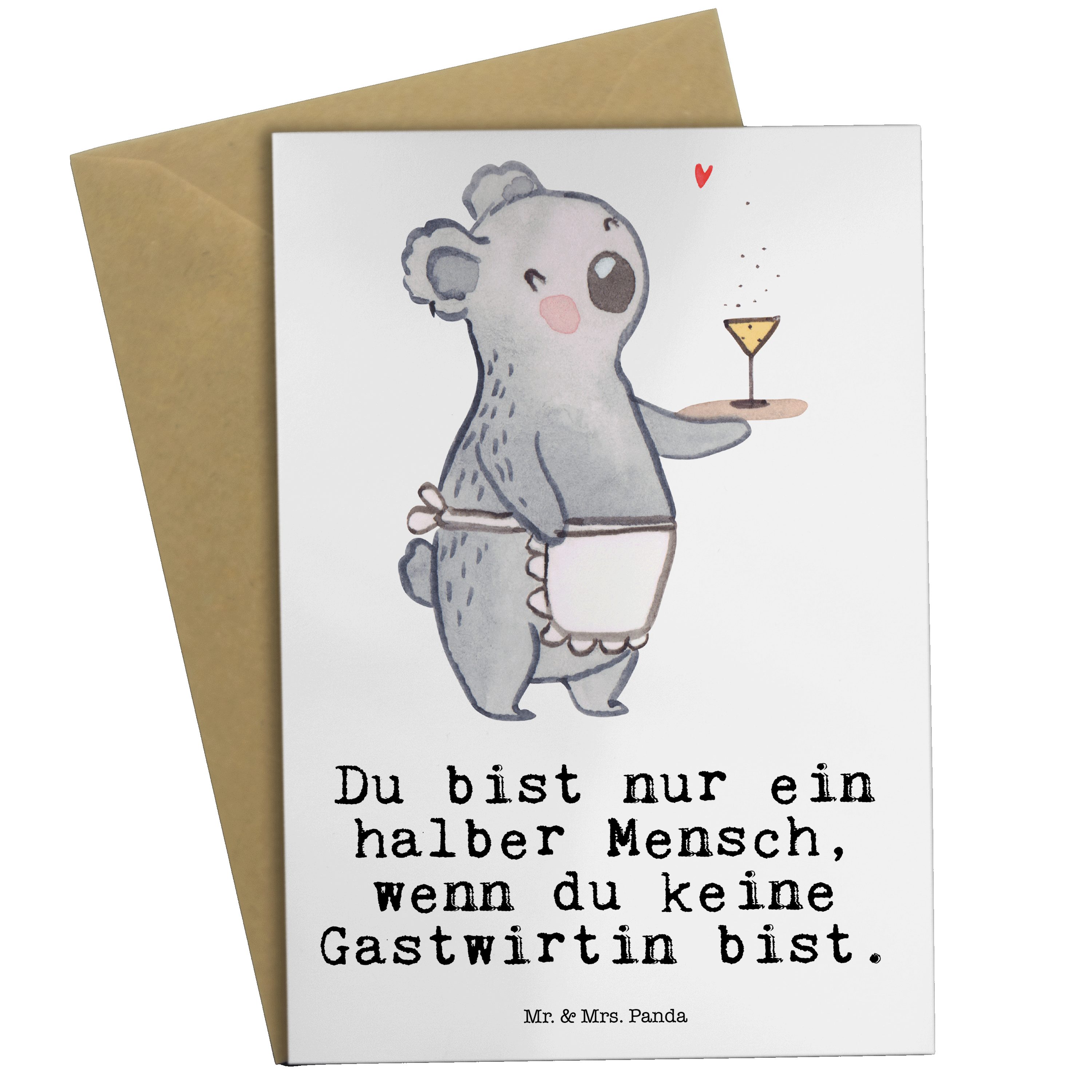 Mr. & Kart Barkeeperin, Geschenk, Bar, - Panda mit Herz Kneipe, Gastwirtin Grußkarte - Mrs. Weiß