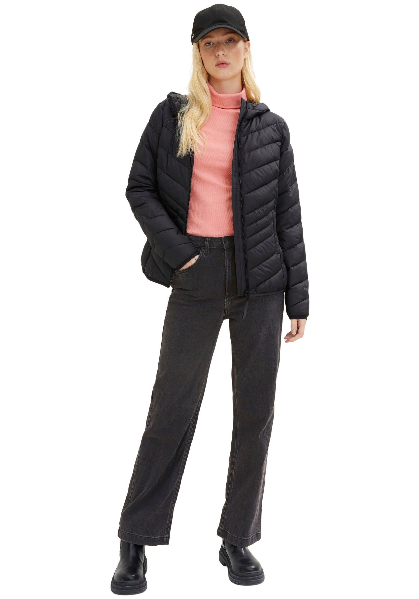 TOM TAILOR Steppjacke Tom Damen black mit Denim Steppmusterung Steppjacke deep Denim Tailor