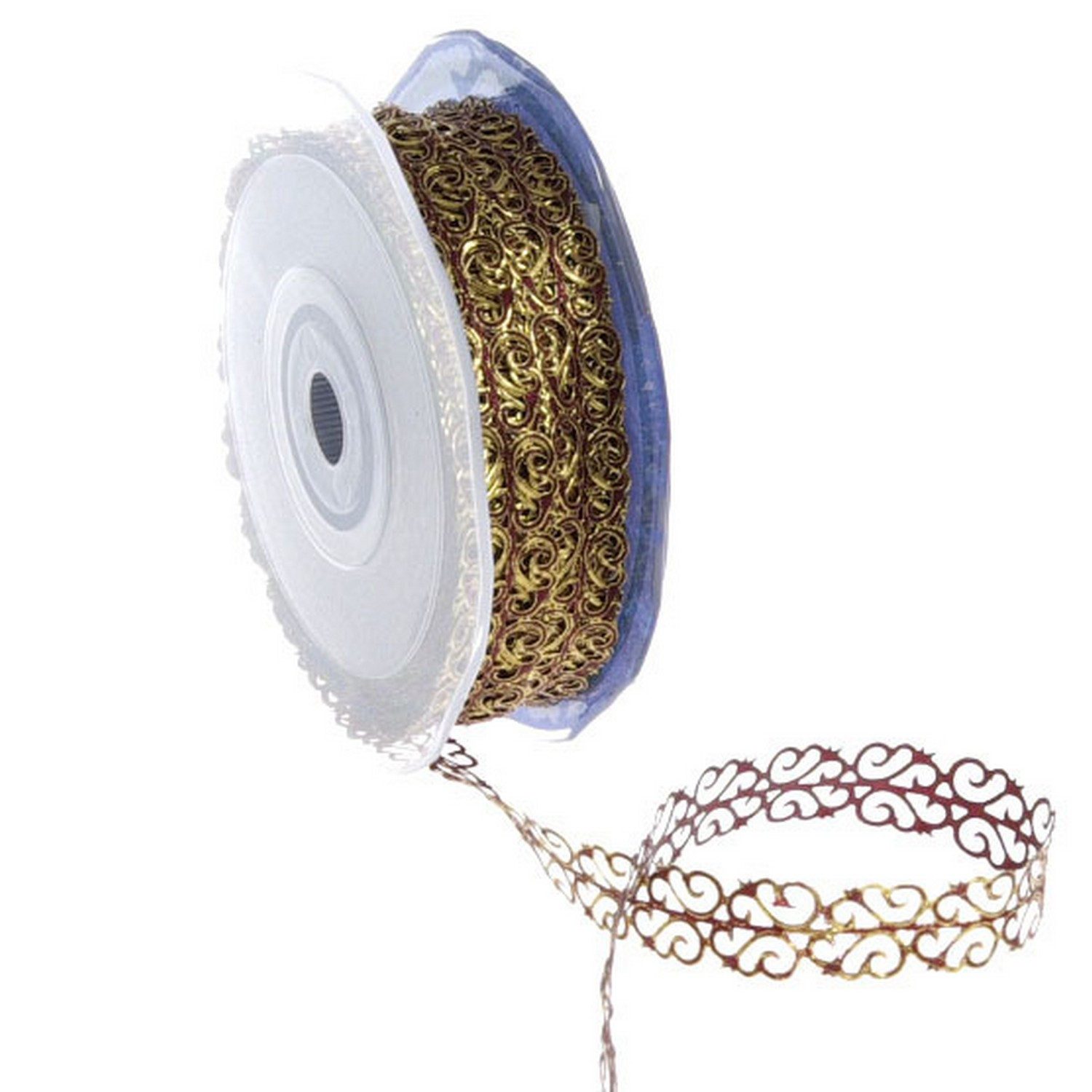 Deko AS Dekoband Dekobordüre "Vine Ribbon" - bordeaux-gold - 12mm - 20m - 92102 87, Bordüre Geschenkband elegant