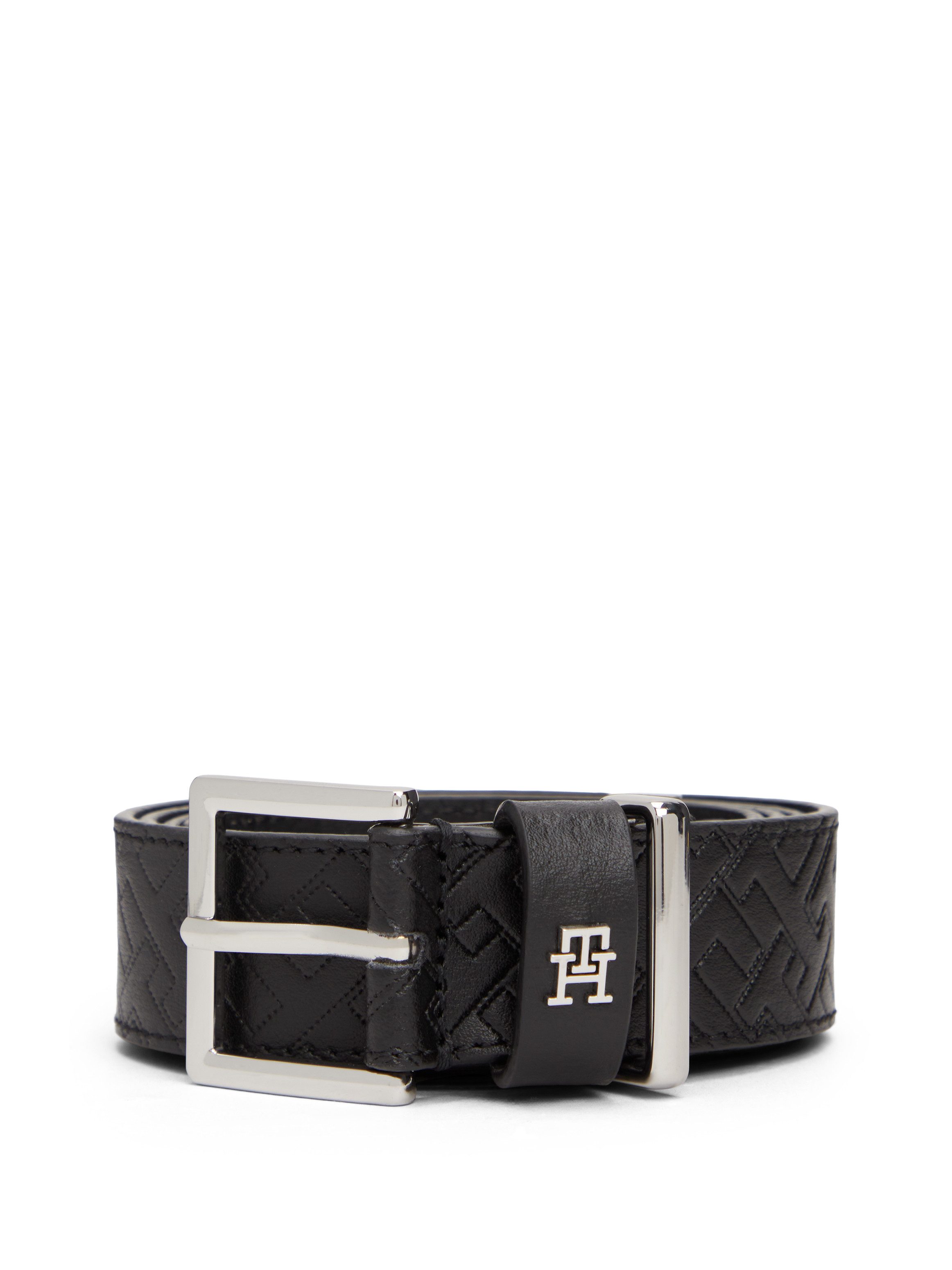 Tommy Hilfiger Ledergürtel TH SQUARE MONO mit TH-Monogramm, Breite: 3 cm