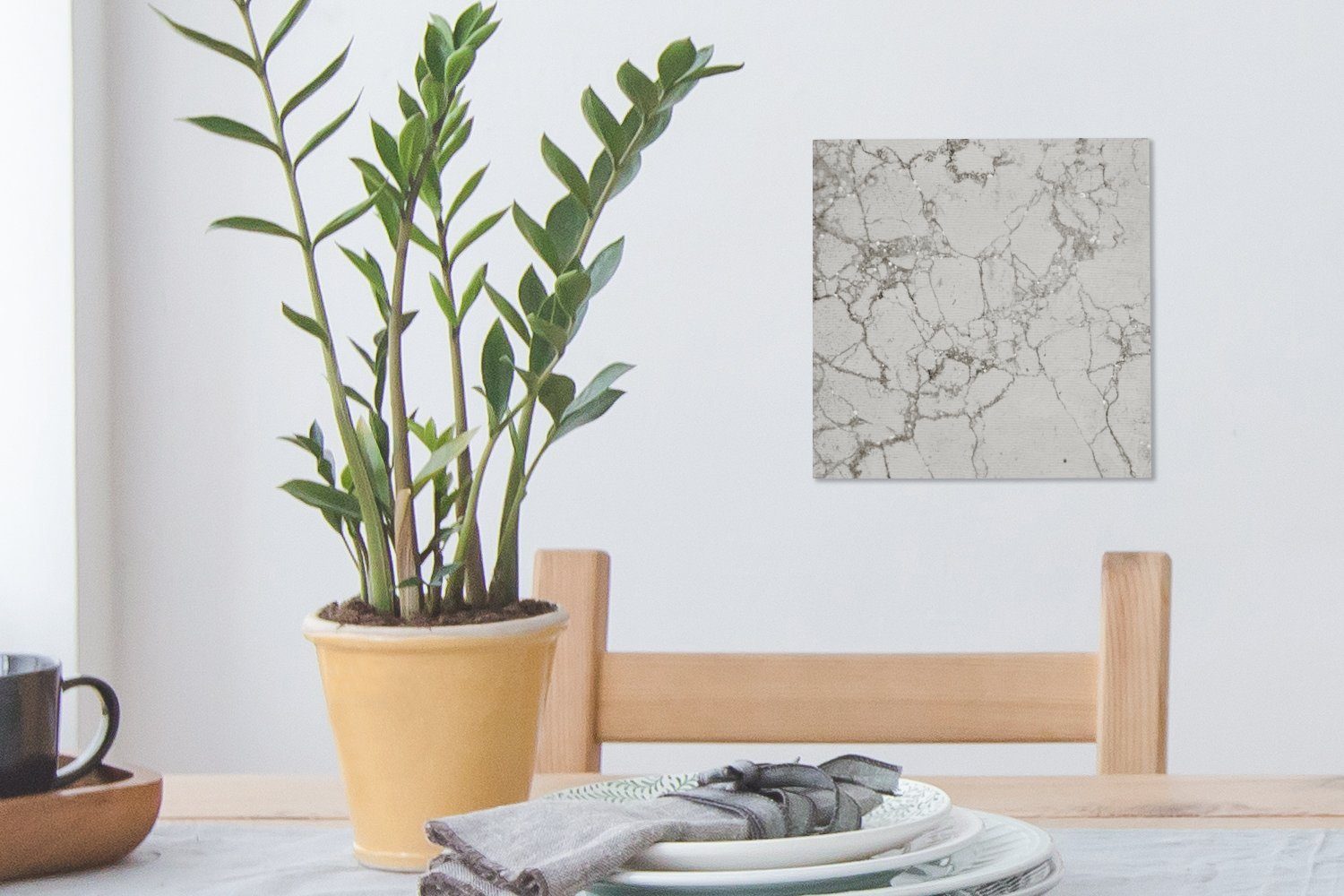 OneMillionCanvasses® Leinwandbild Marmor Schlafzimmer für bunt Leinwand - Wohnzimmer Bilder Grau, - St), Muster (1
